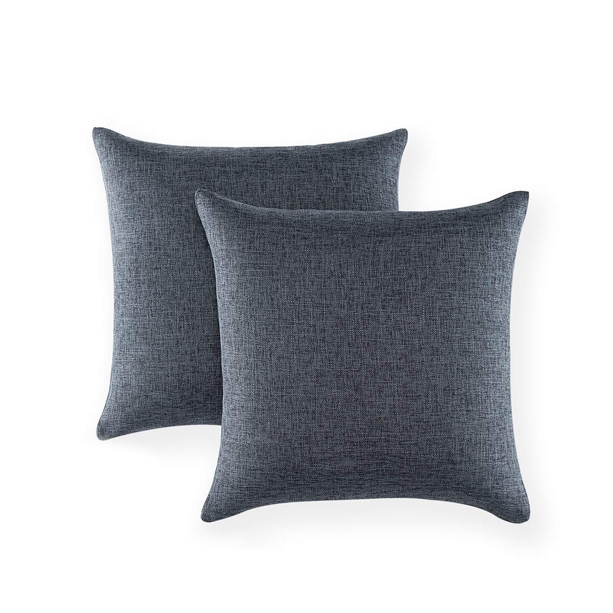Xinrjojo Set of 2 Black Decorative Cotton Linen Throw Pillow Covers 18x18 Inches - Soft Cushion Cases for Sofa, Bed & Couch - Perfect for Living Room, Bedroom & Home Decor