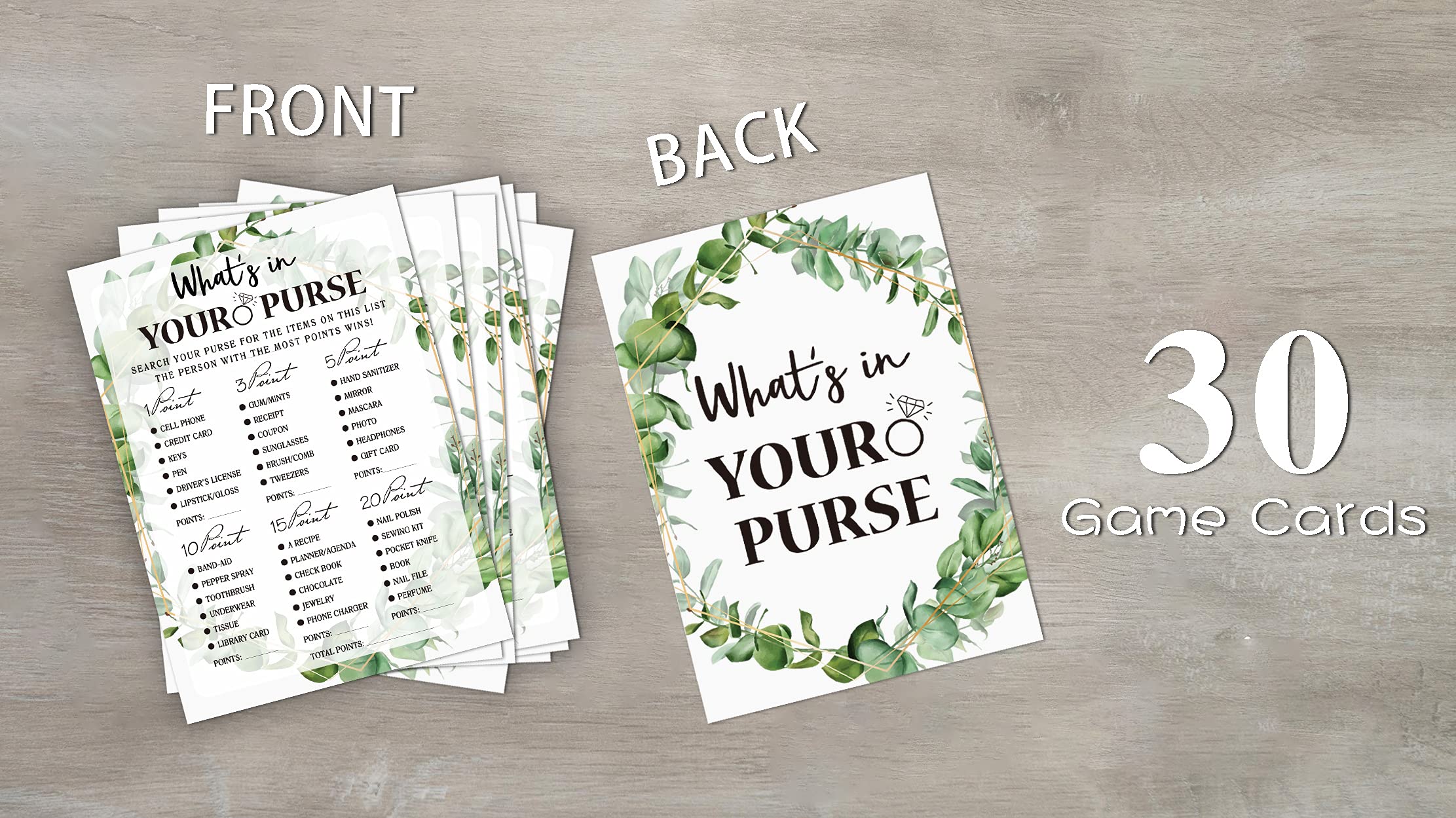 Tropical Jungle Theme Bridal Shower Game Cards - Set of 30 Printable Wedding Engagement Party Cards (Leaf011) - Perfect for Bachelorette Parties & Wedding Showers