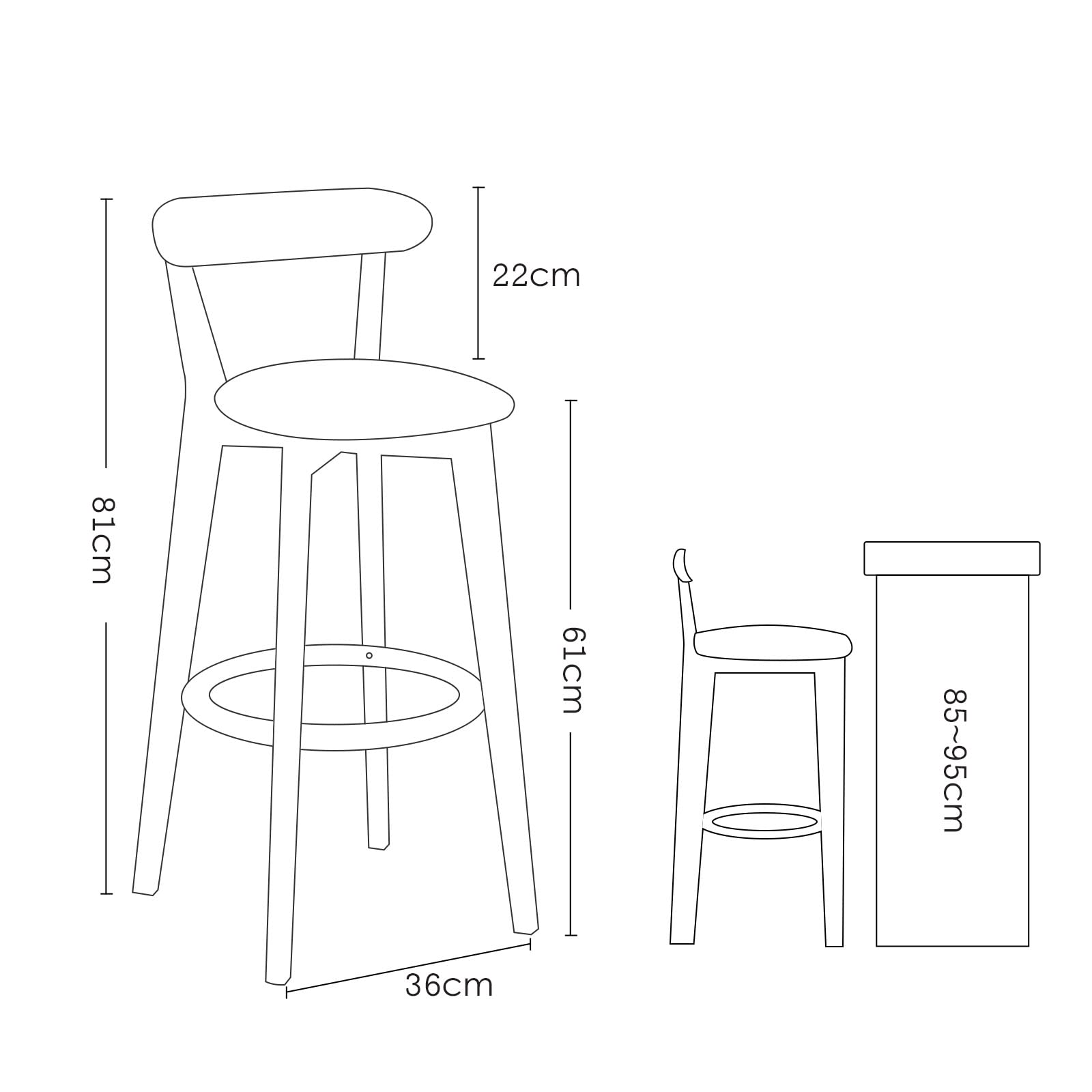 Premium Wooden Breakfast Bar Stool with Backrest & Armrest - PU Leather Upholstered Kitchen Counter Height Chair for Dining Room, Kitchen Island & Home Bar