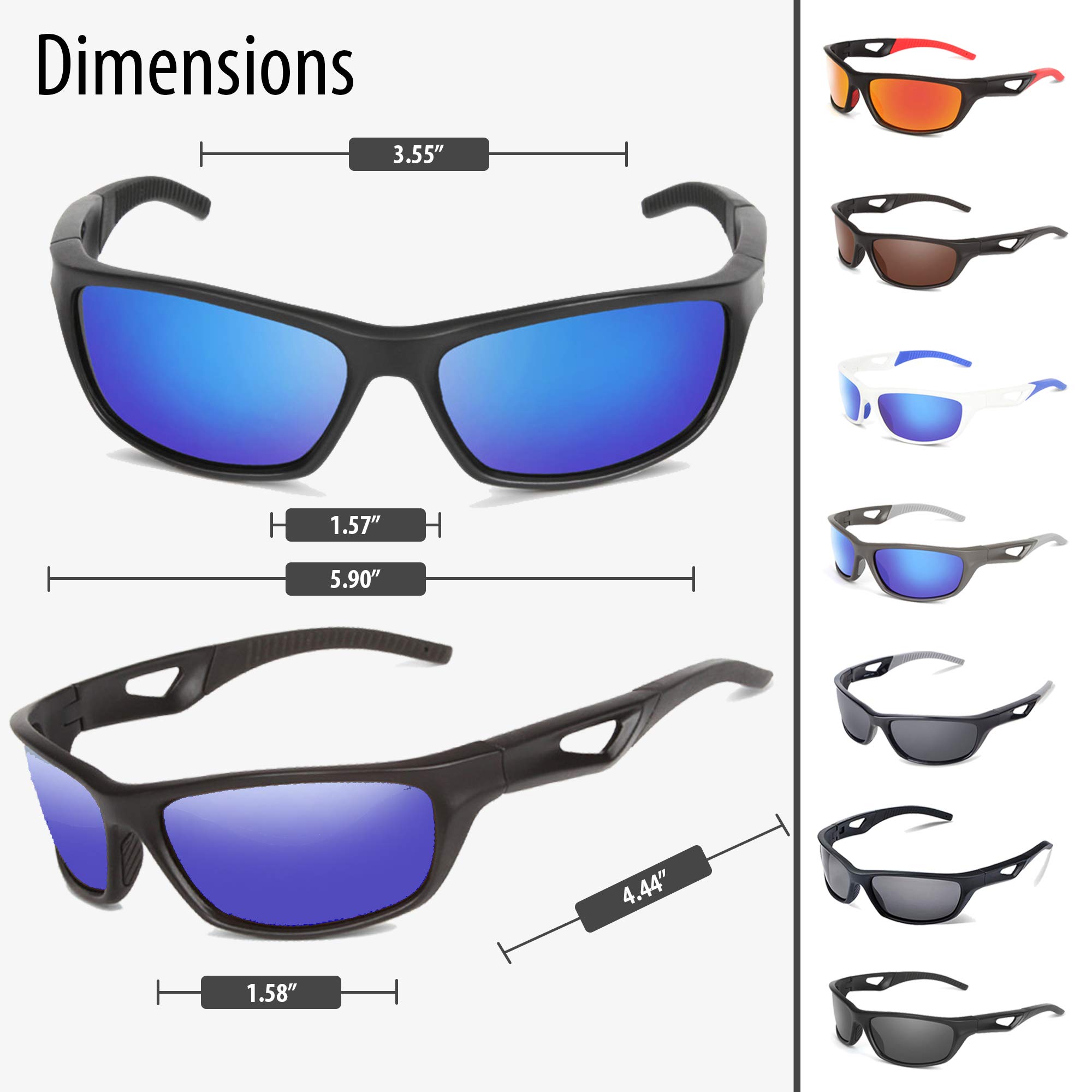 Polarized Sports Sunglasses for Men & Women - UV Protection Shatterproof Cycling Glasses for Running, Driving, Hiking & Outdoor Activities