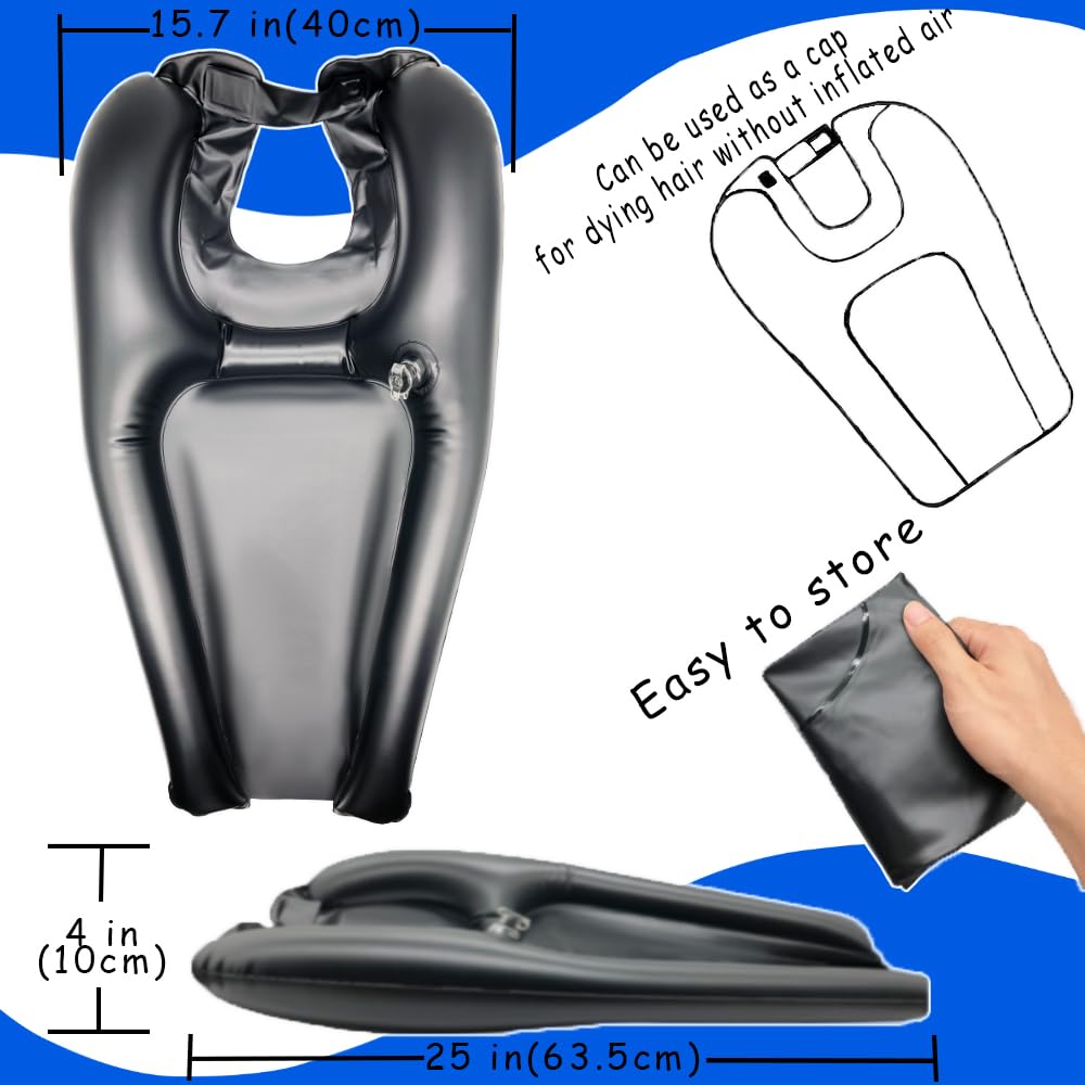 Portable Inflatable Shampoo Bowl - Lightweight Hair Washing Basin for Elderly, Disabled & Bedridden Patients - Adjustable Bedside Shampoo Tray for Home Care, Hospitals & Nursing Homes - Perfect for Pregnant Women & Post-Surgery Recovery