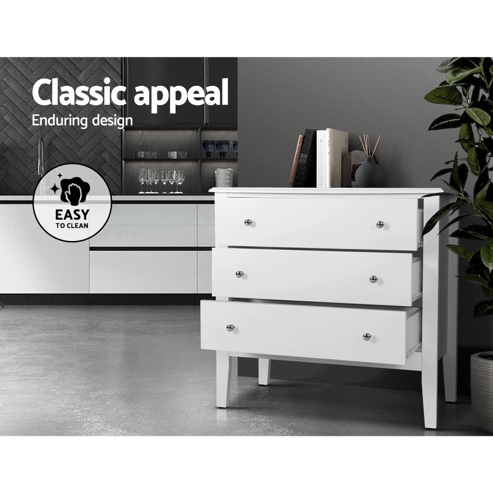 3-Drawer White Storage Cabinet - Organize Clothes, Toys & Home Essentials for Bedroom, Living Room & Office