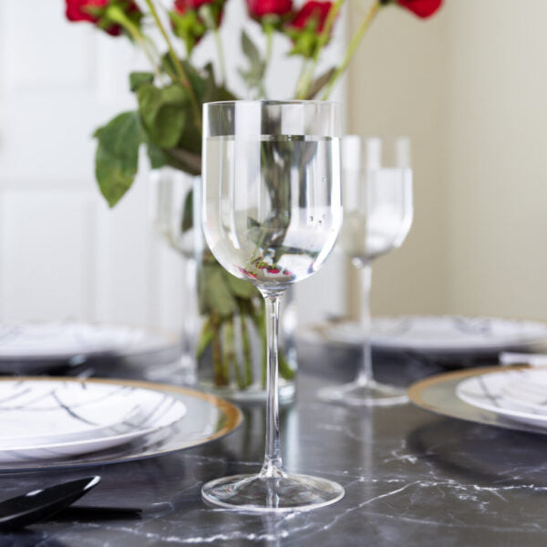 12 Oz Clear Plastic Wine Goblets - Shatterproof & Reusable Party Cups for Wedding, Picnic, BBQ & Outdoor Events