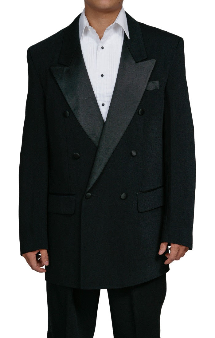 Men's Black Double Breasted Tuxedo Suit 2-Piece Set - Formal Wedding, Prom & Evening Wear