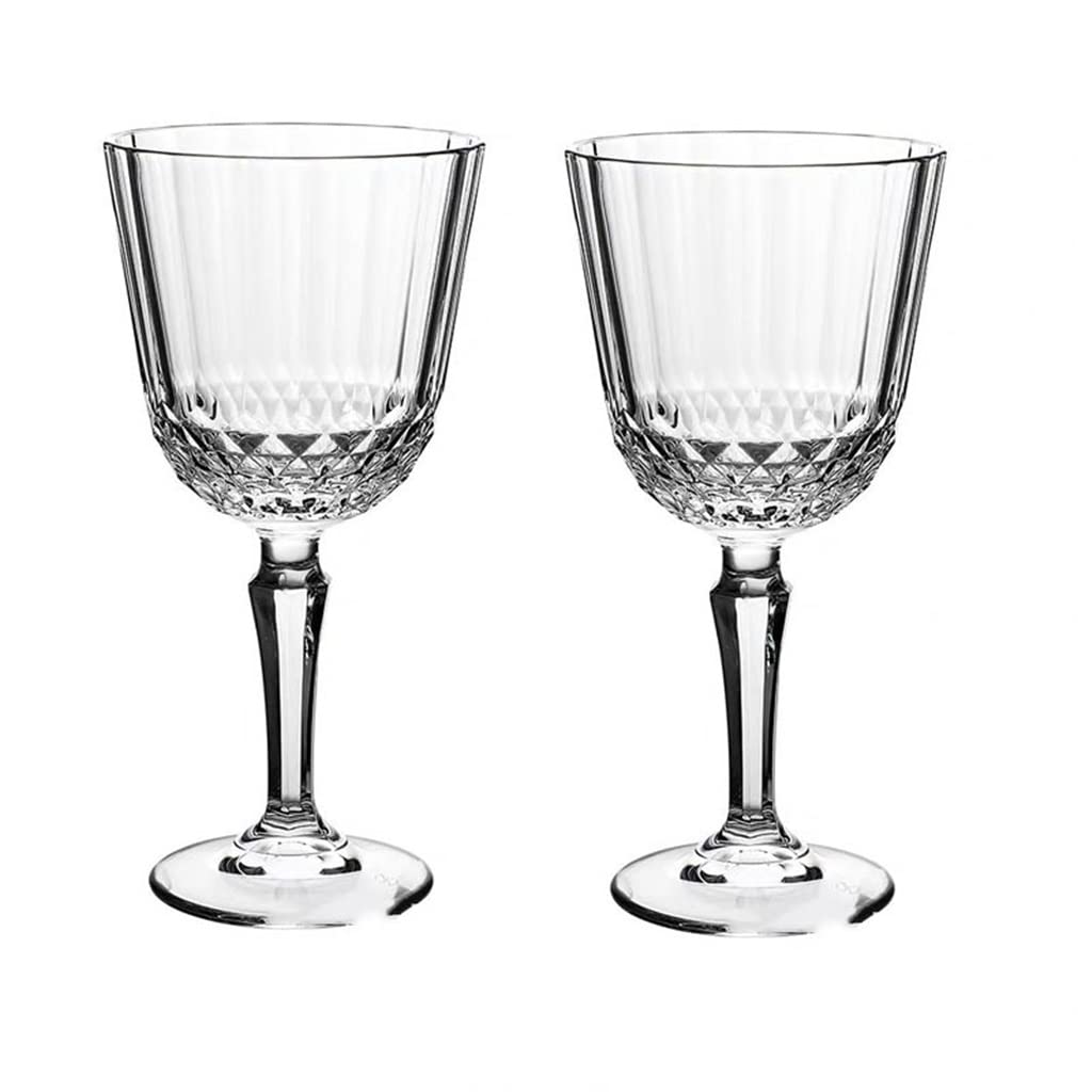 Elegant European Carved Wine Glasses Set of 2 - Premium Champagne Flutes & Goblet Drinking Glasses for Wedding, Bar, Party & Home Entertaining - Crystal Clear Drinkware Gift Set (Color A)