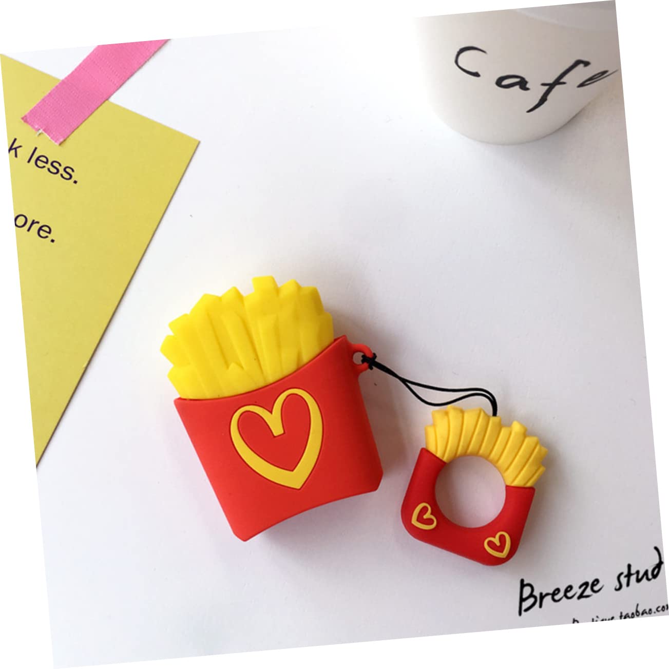 3-Piece French Fries Keychain Headset Cover - Cute Earphone Protector Case for AirPods & Wireless Earbuds - Fun Accessory for Music Lovers & Popcorn Movie Nights