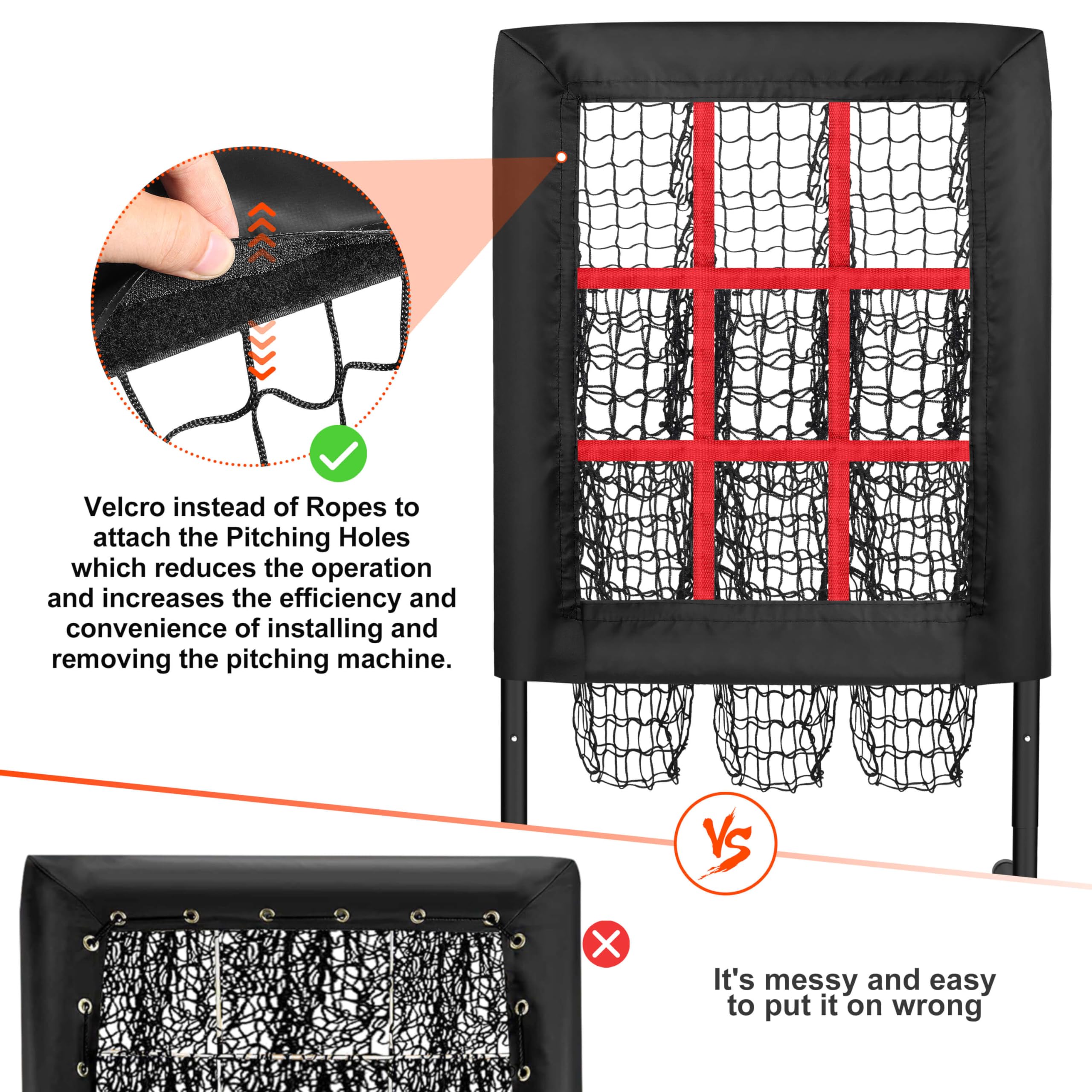 9 Hole Pitching Net with Strike Zone - Baseball & Softball Training Aid | Portable Pitcher's Target with Practice Balls | Perfect for Backyard, Field & Indoor Practice