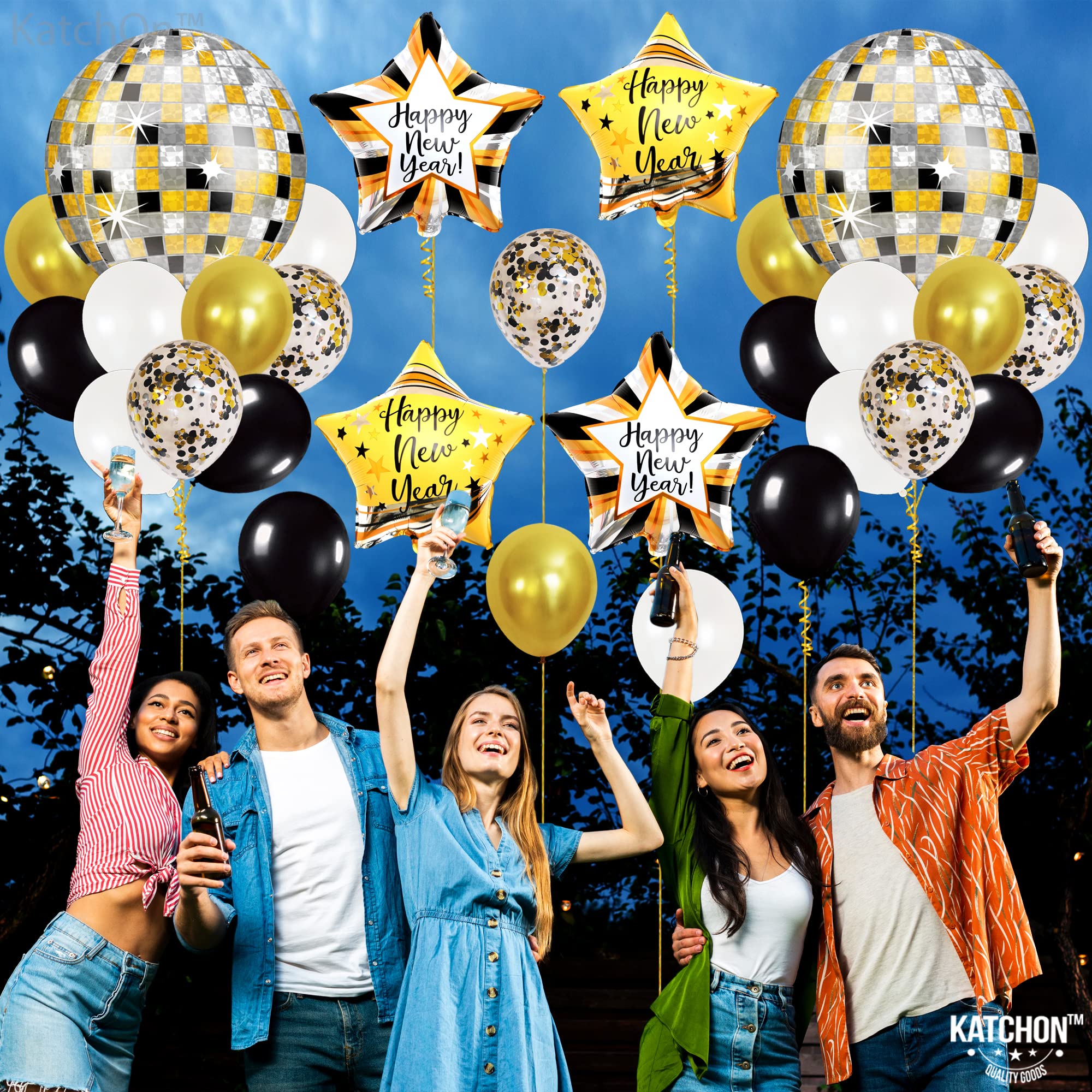 KatchOn 2025 New Year Balloons Set - 38-Piece Party Decorations for New Year's Eve Celebration | Happy New Year Decor, NYE Balloons for Home & Party Supplies | Perfect for Countdown, Photo Backdrops & Festive Decorations