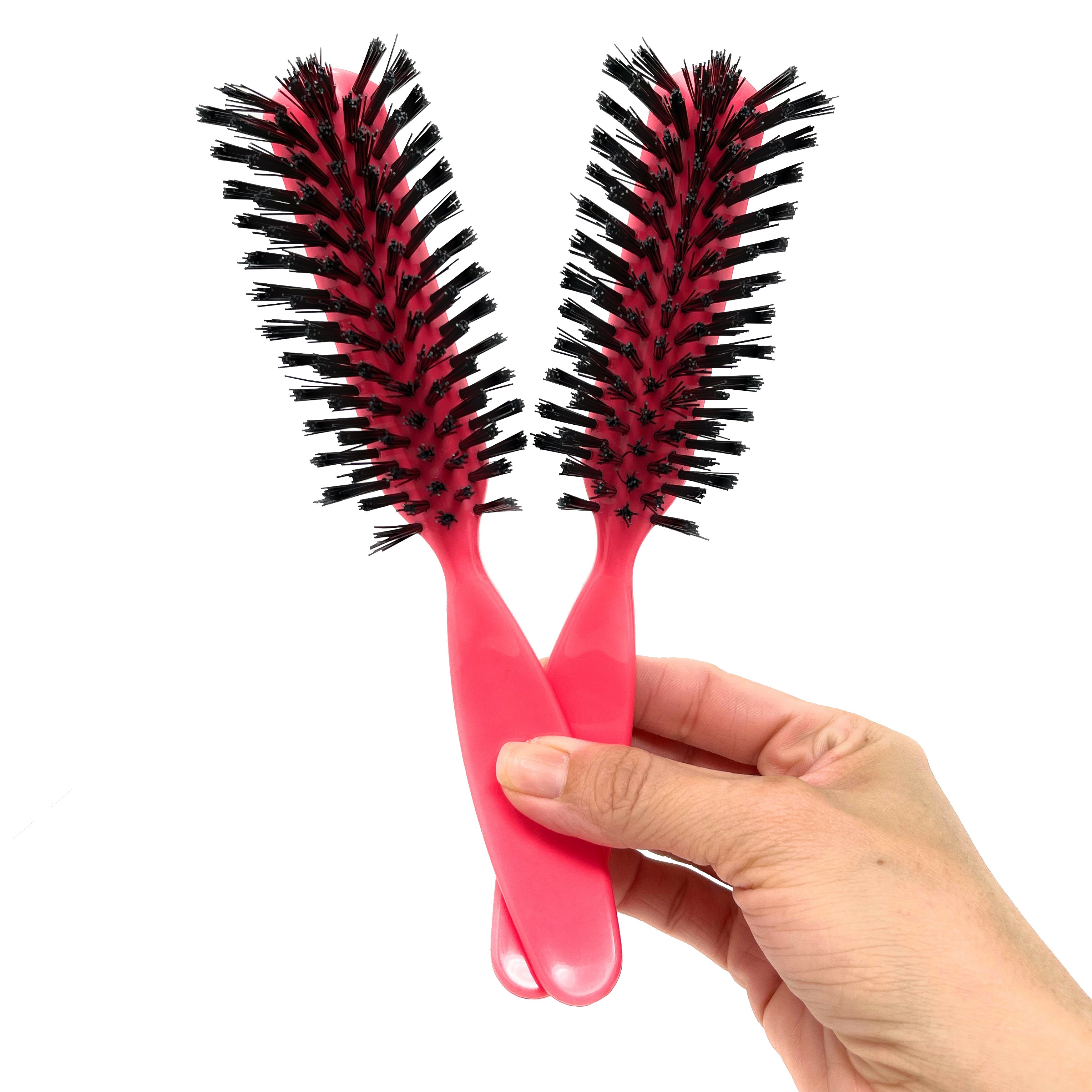 Styling Gear 7 Row Hair Brush with Nylon Bristles - 2 Pack Detangling Brush for Smooth & Shiny Hair - Perfect for Home, Salon & Travel Use