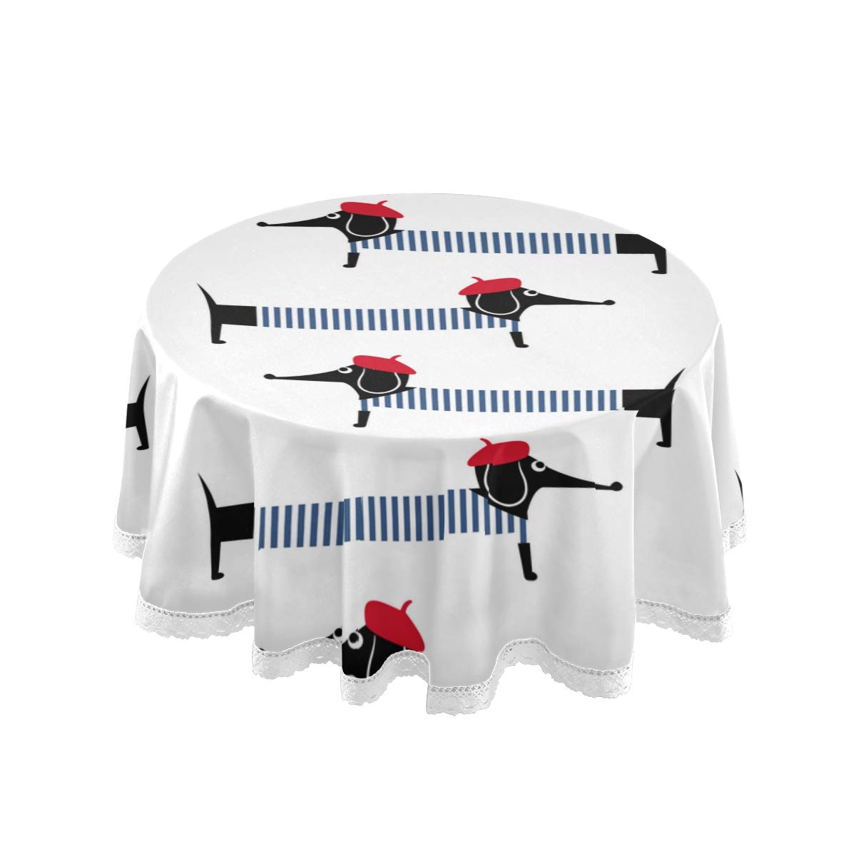Cute Puppy Dog Print Round Tablecloth - 60 Inch Waterproof Dining Table Cover for Kitchen, Coffee, and Party Decor - Perfect for Indoor and Outdoor Use