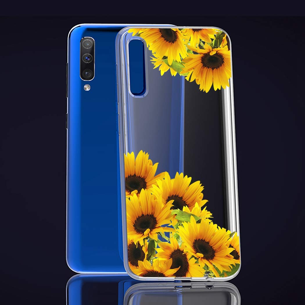**Samsung Galaxy A50 / A30S / A50S Case for Women - Cute Clear Slim Shockproof TPU Rubber Phone Cover with Sunflower Design - Perfect for Everyday Use, Work & Travel**
