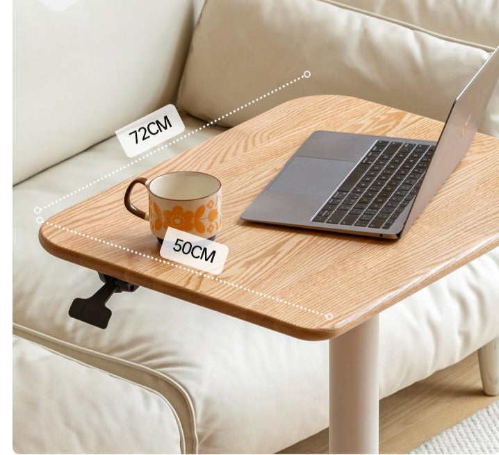 Solid Oak & Ash Wood Adjustable Height Standing Desk - Ergonomic Mobile Workstation for Home Office, Study & Workspace