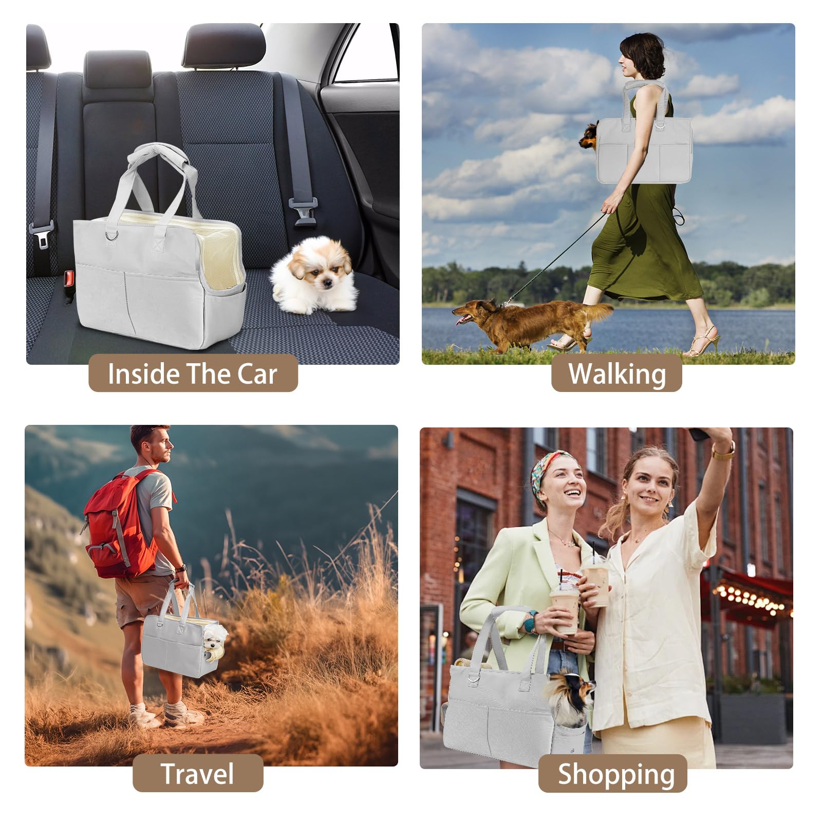 Airline Approved Soft-Sided Dog Carrier Purse for Small Dogs & Puppies - Lightweight Oxford Cotton Tote with 6 Pockets - Perfect for Travel, Shopping & Outdoor Adventures