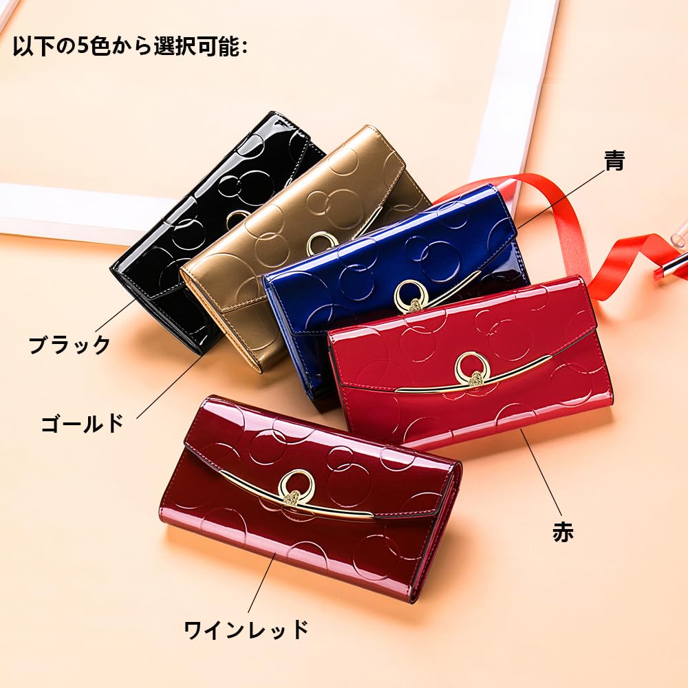 Genuine Leather Women's Wallet - 3 Fold RFID Blocking & Magnetic Closure Anti-Theft Design, Large Capacity with Buckle & Embossed Pattern (Wine Red) | Perfect for Everyday Use, Travel & Gift Giving