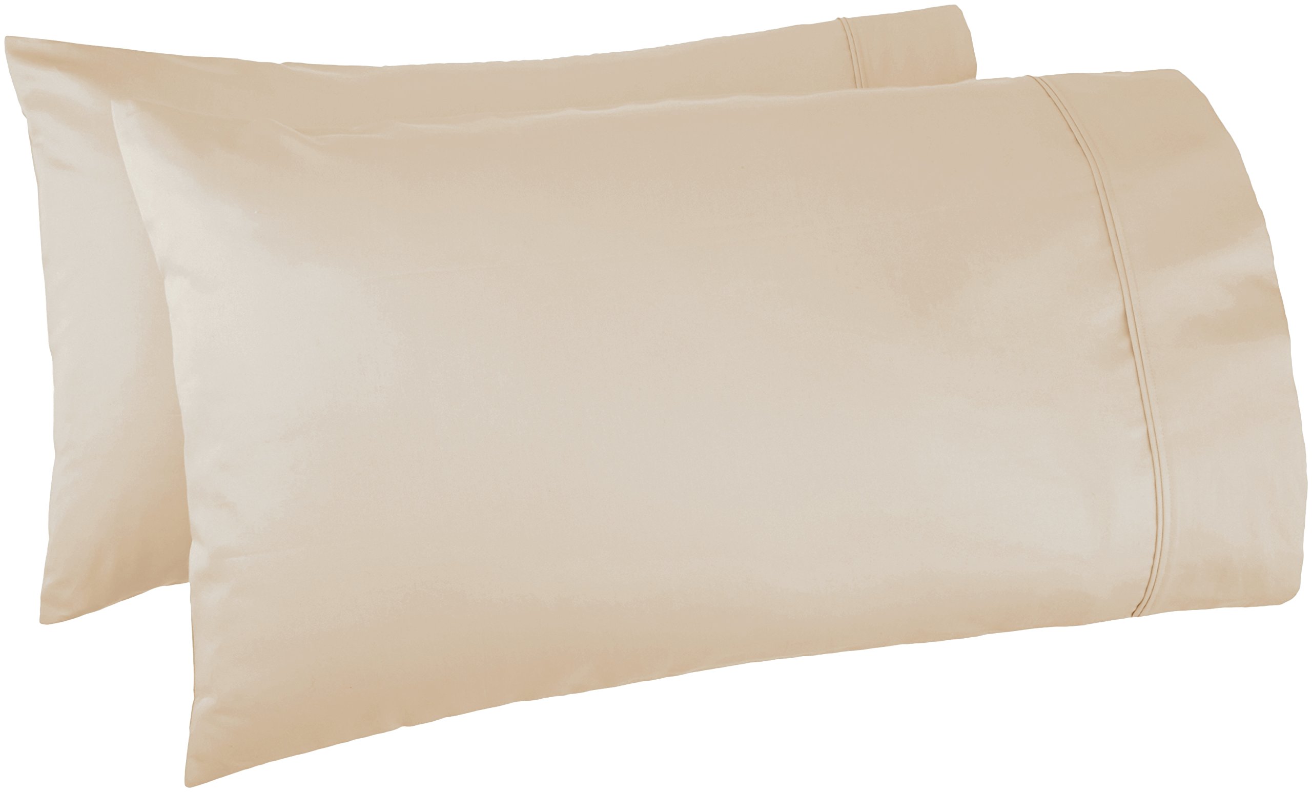 Amazon Basics 400 Thread Count Cotton Pillow Cases - Standard Size, Set of 2, Soft Beige | Ultra Soft & Breathable Bedding for Hotels, Guest Rooms & Home Use
