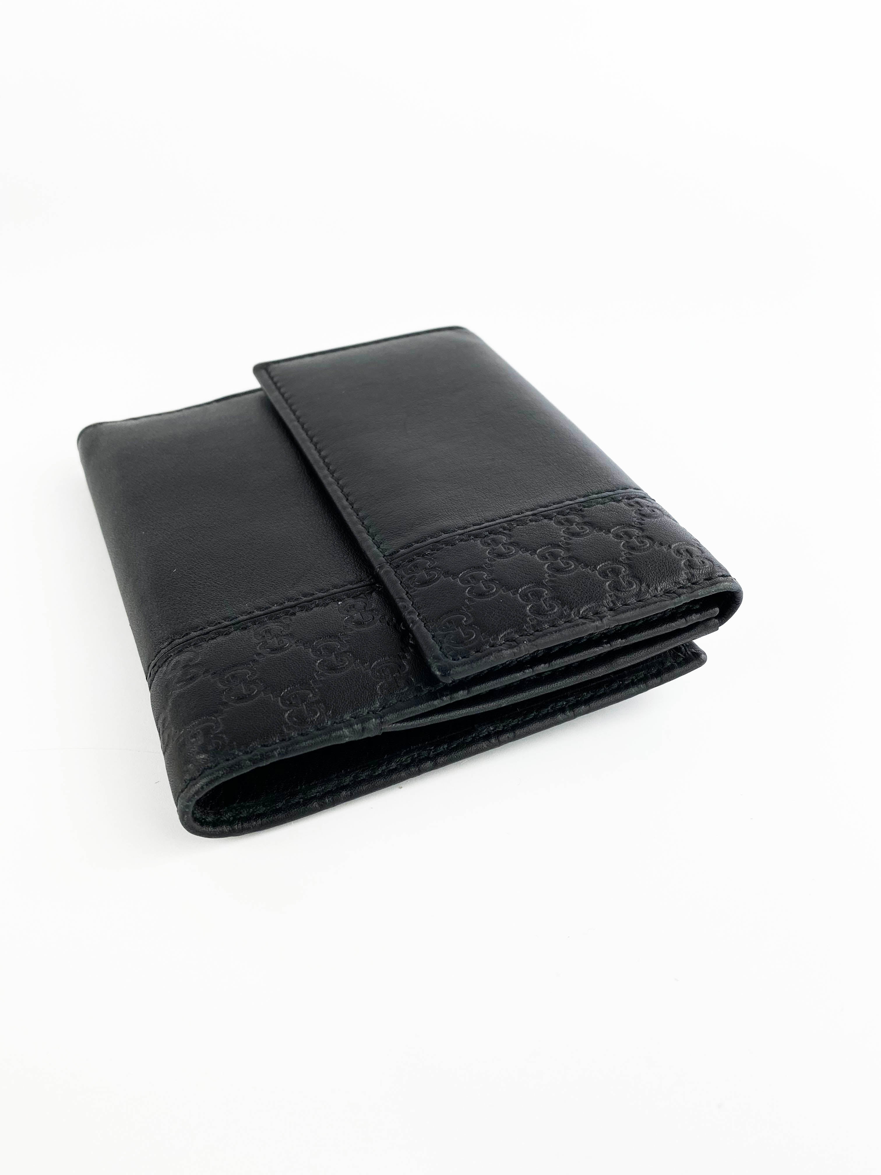 Gucci Black Compact Wallet for Women - Slim RFID Blocking Leather Card Holder - Perfect for Travel, Everyday Use & Gift Giving
