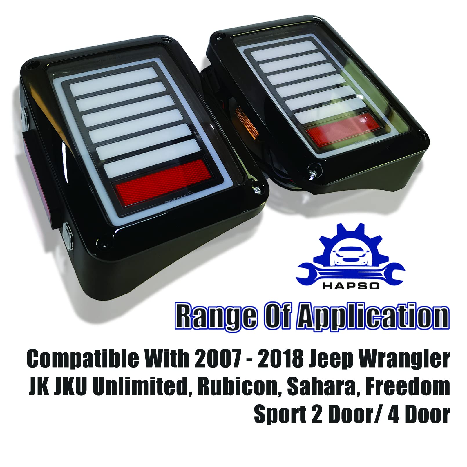 2007-2018 Jeep Wrangler JK/JKU LED Tail Light Assembly - Clear Lens, Multi-Function Brake Lights, Turn Signals & Reverse Lights | Upgrade for Off-Roading & Night Driving Safety