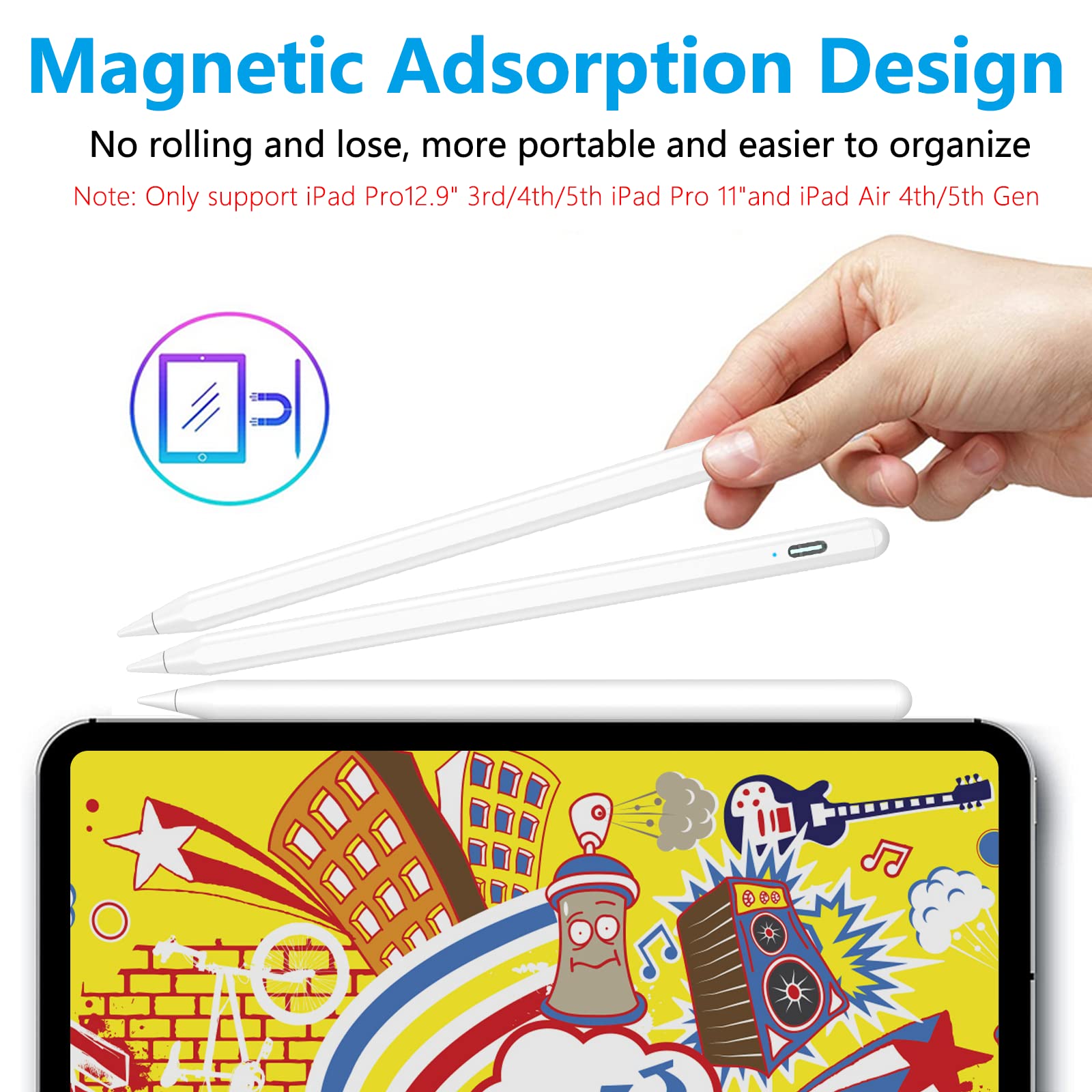 Premium Stylus Pen for iPad - Apple Pencil Alternative Compatible with iPad 10th/9th Gen, iPad Pro 11 & 12.9 inch, iPad Air 5th/4th/3rd Gen, iPad Mini 6th/5th Gen (2018-2022 Models) - Perfect for Drawing, Note Taking & Digital Art