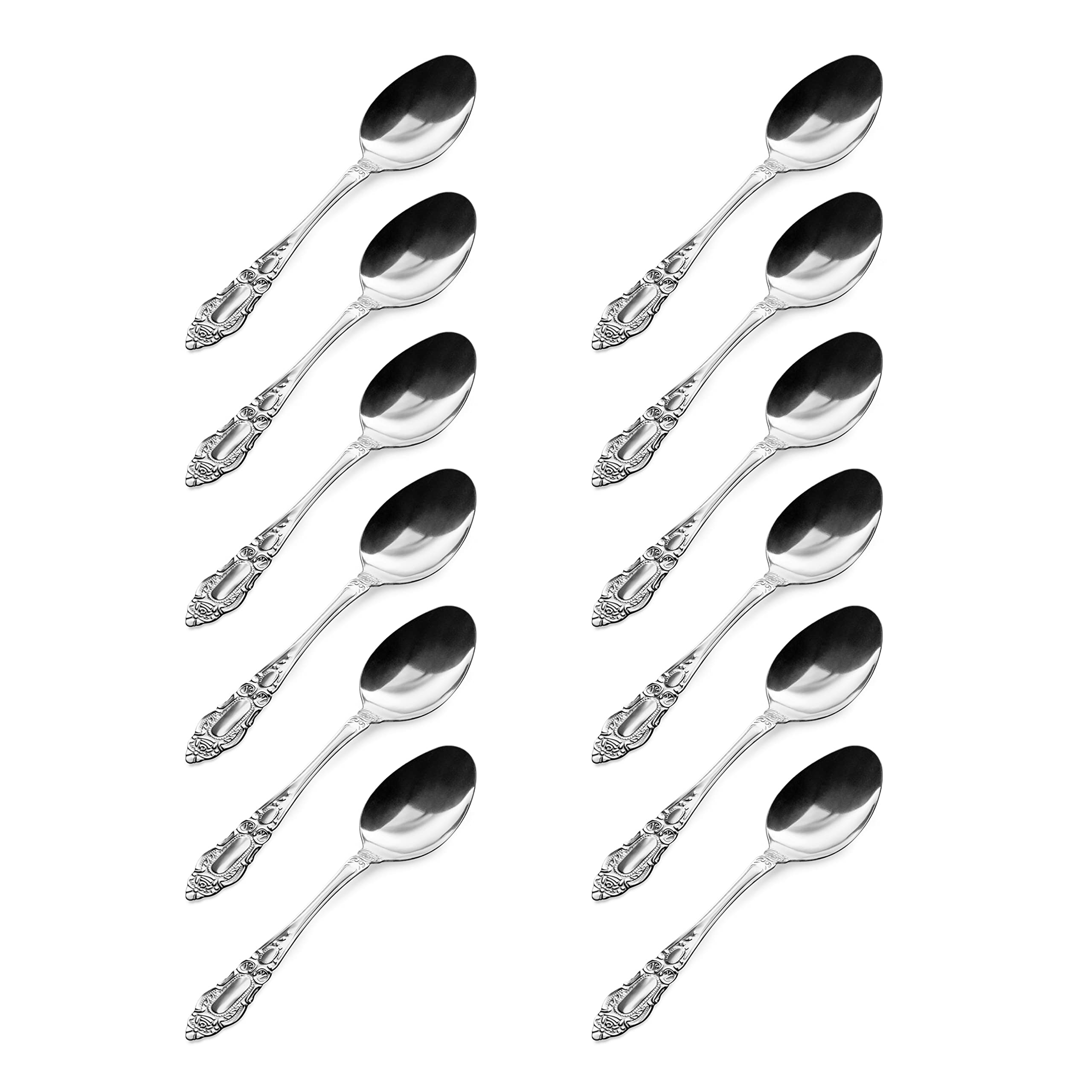 12-Piece Stainless Steel Dinner Spoon Set - Elegant Silverware for Soup, Dessert & Everyday Dining - Durable Flatware Cutlery for Restaurants, Home & Party Use