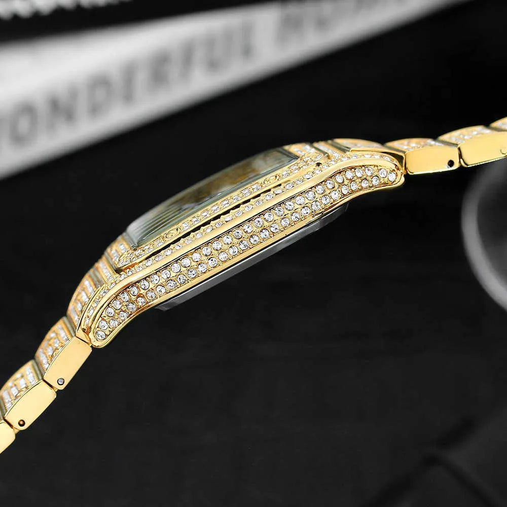 8 Iced Out Diamond Moissanite Gold Watch for Men - Luxury Hip Hop Bling Jewelry - Perfect for Parties, Gifts & Special Occasions