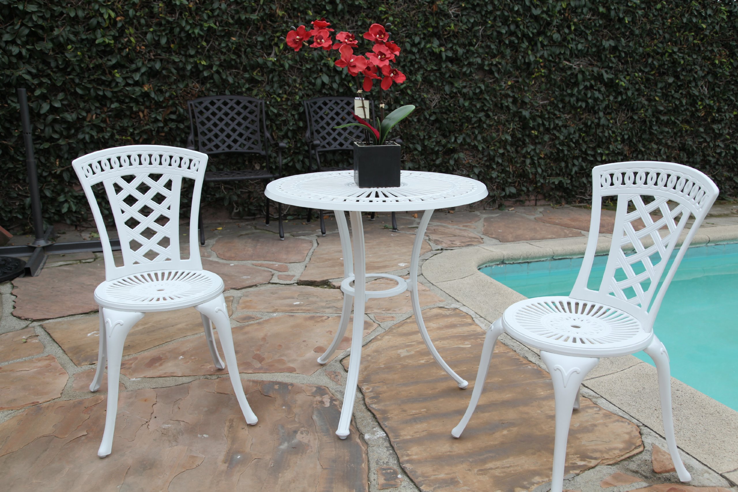 Outdoor Patio Furniture Set - 3-Piece Aluminum Deck Chairs with 27.5