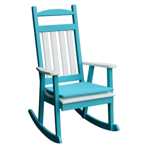 Classic Poly Porch Rocking Chair with White Accents - Perfect for Outdoor Relaxation, Patio, Garden & Front Porch Decor