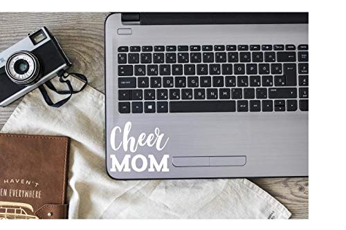 Cheer Mom Vinyl Decal Sticker - White 4.5x3.8 Inch - Made in USA by Foxtail Decals - Perfect for Car Windows, Laptops, Water Bottles & More - Great for Sports Moms, Cheerleading Gifts & School Spirit Accessories