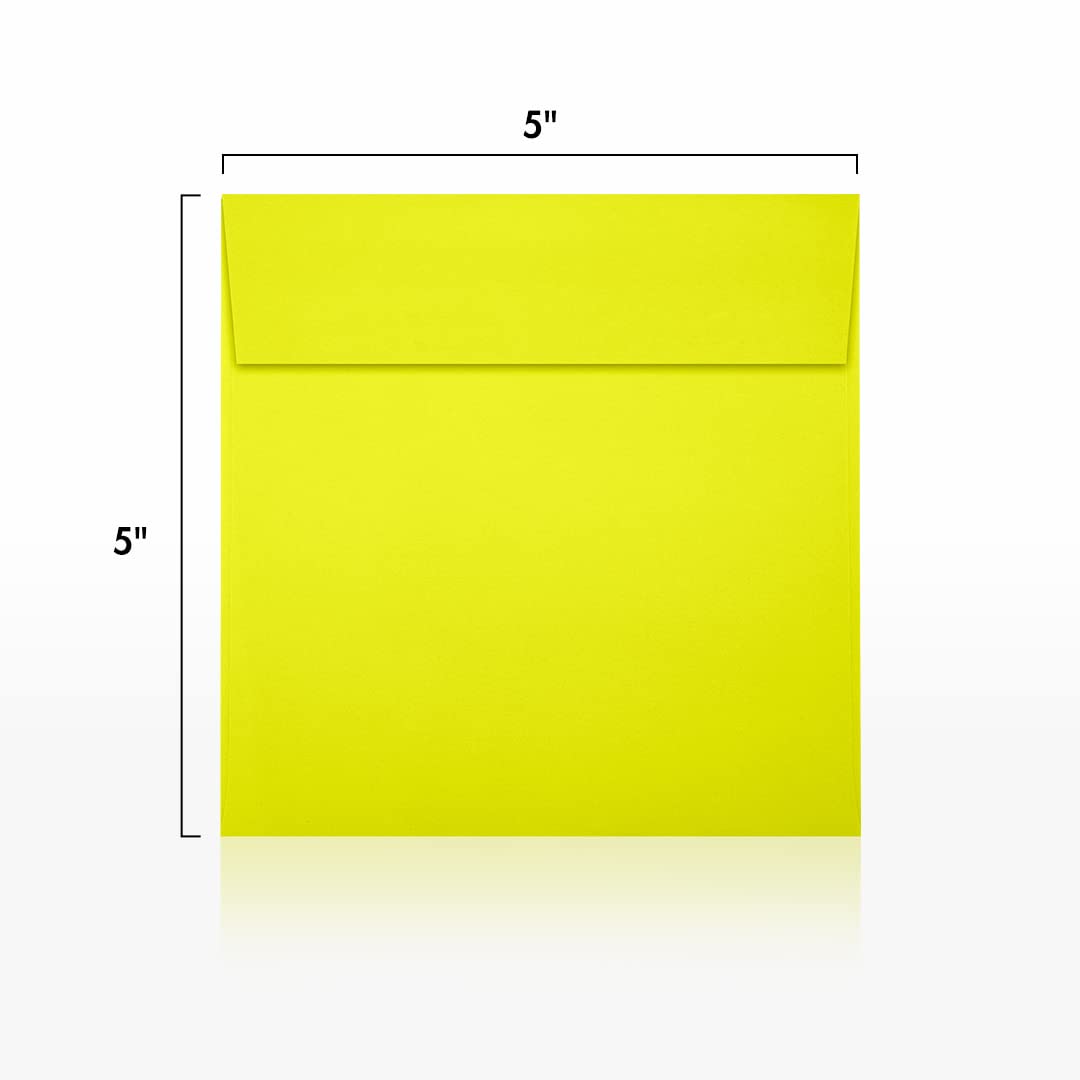 Premium LUXPaper Square Invitation Envelopes 5x5 Inches - Citrus Yellow 80lb Text Weight (Pack of 500) | Self-Seal Peel & Press Design | Perfect for Wedding Invitations, Greeting Cards, Party Favors & Business Correspondence