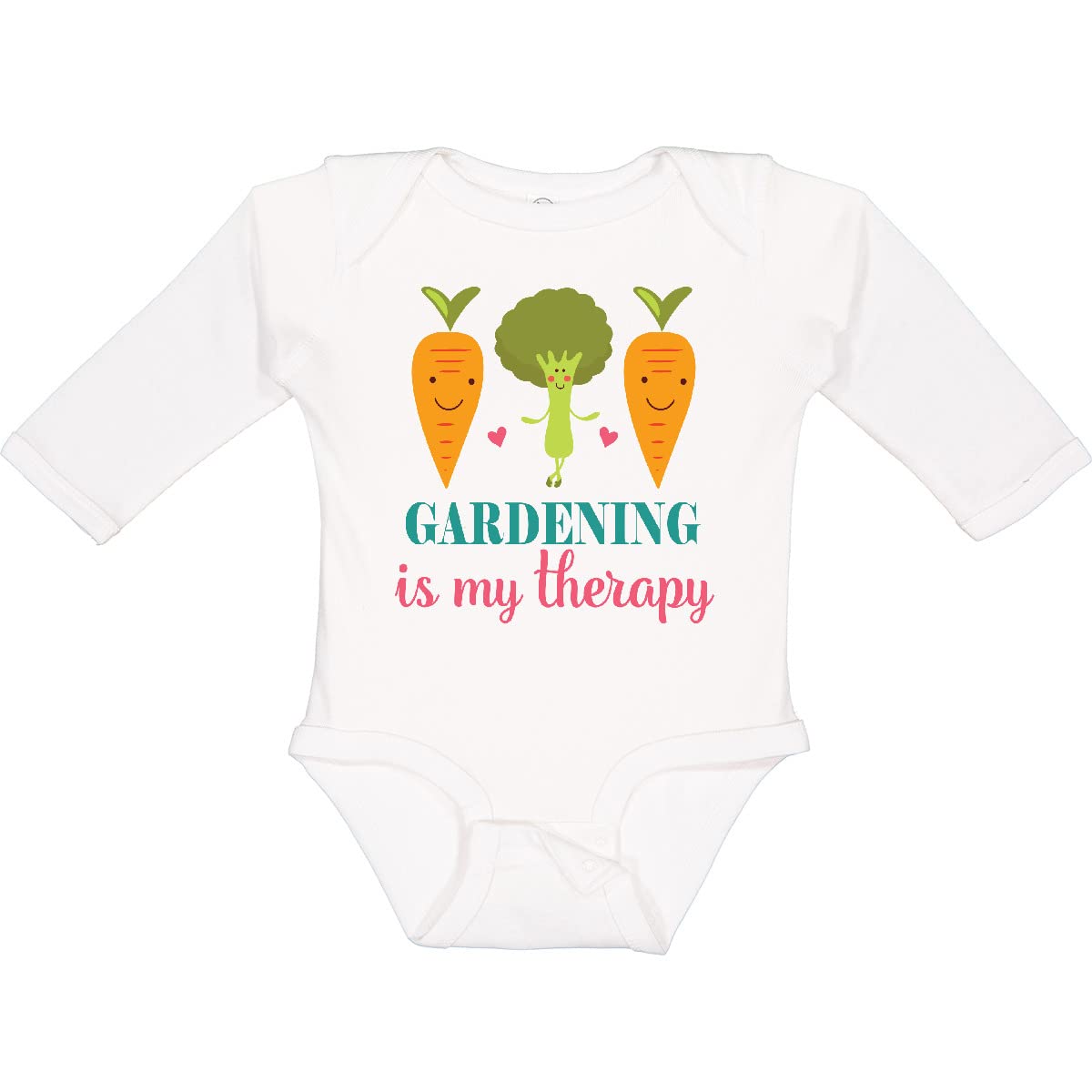 Inktastic Gardening is My Therapy Long Sleeve Baby Bodysuit - Comfortable Organic Cotton Onesie for Infants, Perfect for Outdoor Play & Gardening Activities