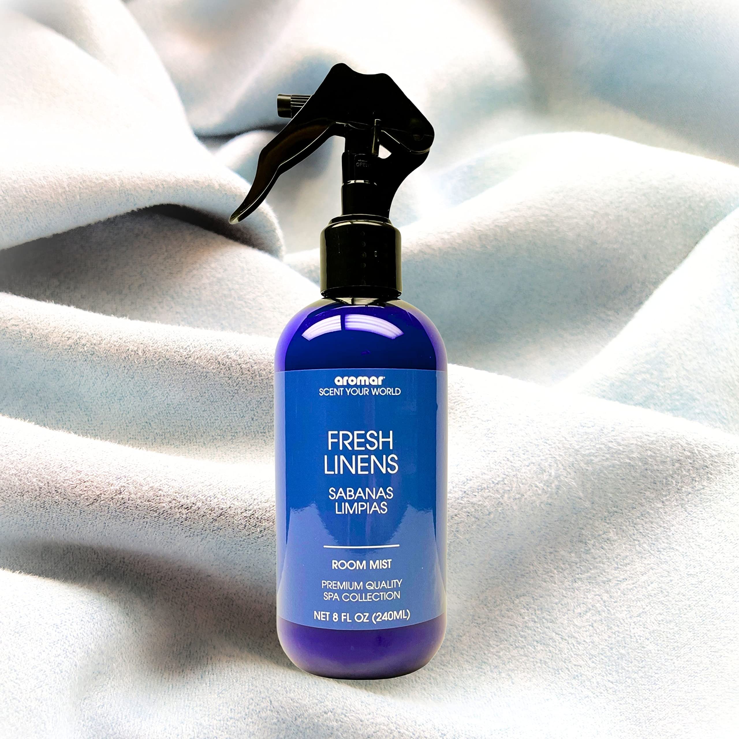 Aromar Essential Room Mist & Fabric Spray - Natural Aromatherapy Air Freshener for Home, Bedroom & Clothes | 8oz Fresh Linen Scent | Eliminates Odors & Refreshes Spaces Instantly