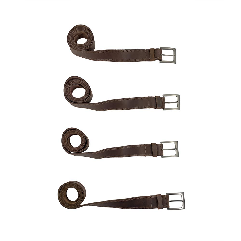Handmade Men's Two Row Stitch Leather Timberline Belt in Bourbon Brown - Premium Genuine Leather Belt for Casual & Outdoor Wear - Perfect for Jeans, Hiking & Work