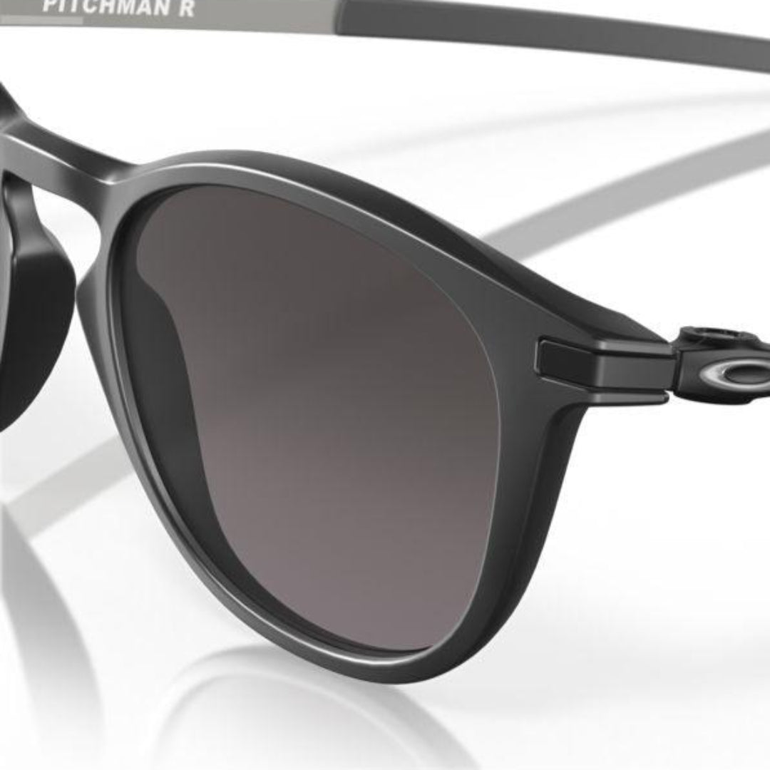 Oakley Pitchman R Sunglasses - Satin Black Frame with Prizm Grey Gradient Lenses (Model 0OO9439 943914) | Polarized Sports & Outdoor Eyewear for Running, Cycling & Driving