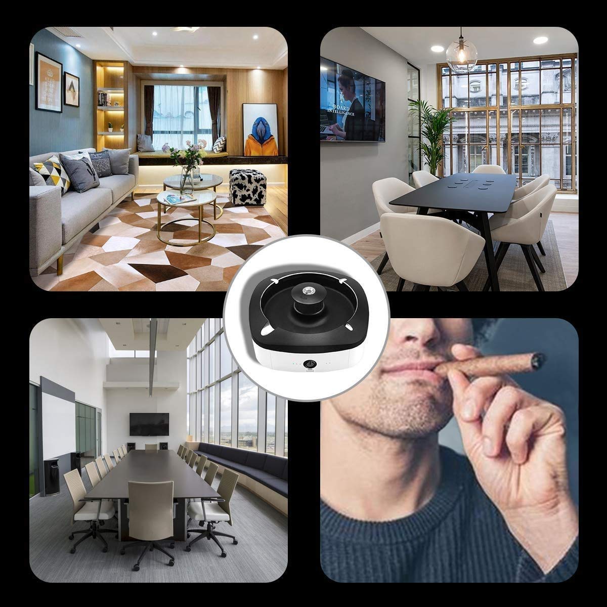 Smokeless Ashtray Air Purifier - Intelligent Desktop Air Purifier for Cigarettes & Cigars | Odor Eliminator for Home, Office & Indoor Smoking Areas | Perfect for Living Rooms, Bars & Smoking Lounges