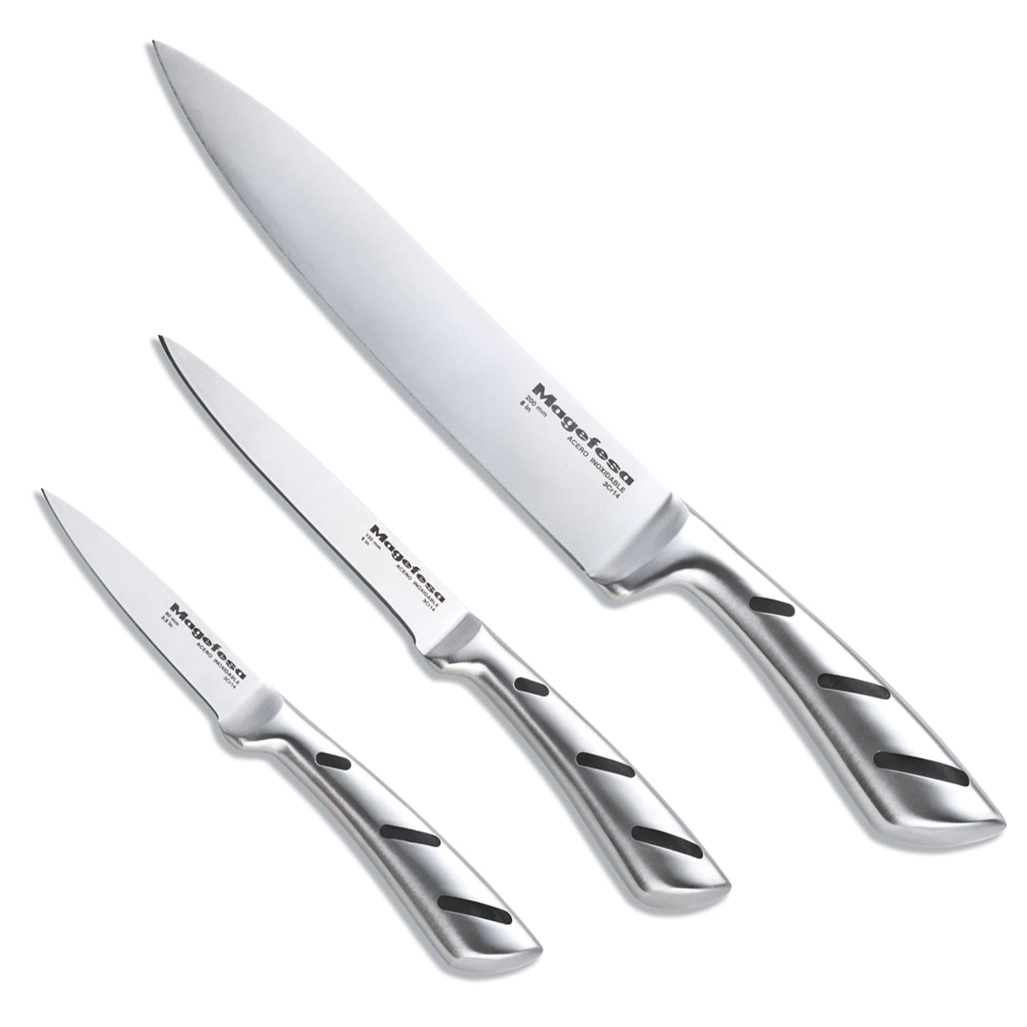 **MAGEFESA PRISMA - 3-Piece Kitchen Knives Set, Ultra-Sharp 3Cr14 Stainless Steel Blades, Precision Edge, Ergonomic Handle, Dishwasher Safe – Perfect for Chopping, Slicing, and Dicing in Home Kitchens**