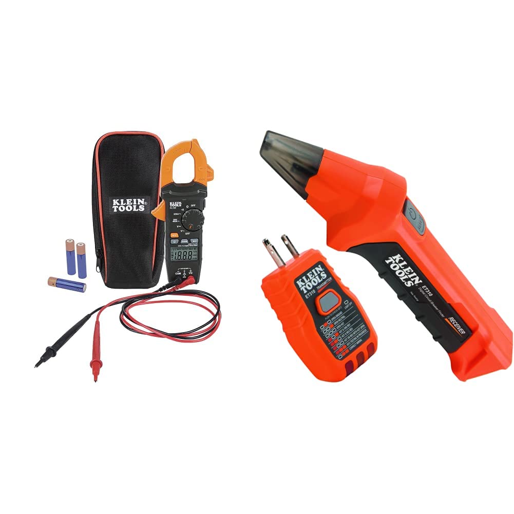 Klein Tools CL120 Digital Clamp Meter 400A AC Auto-Ranging & ET310 AC Circuit Breaker Finder with GFCI Outlet Tester - Professional Electrician Tools for Home Wiring, Electrical Testing and DIY Projects