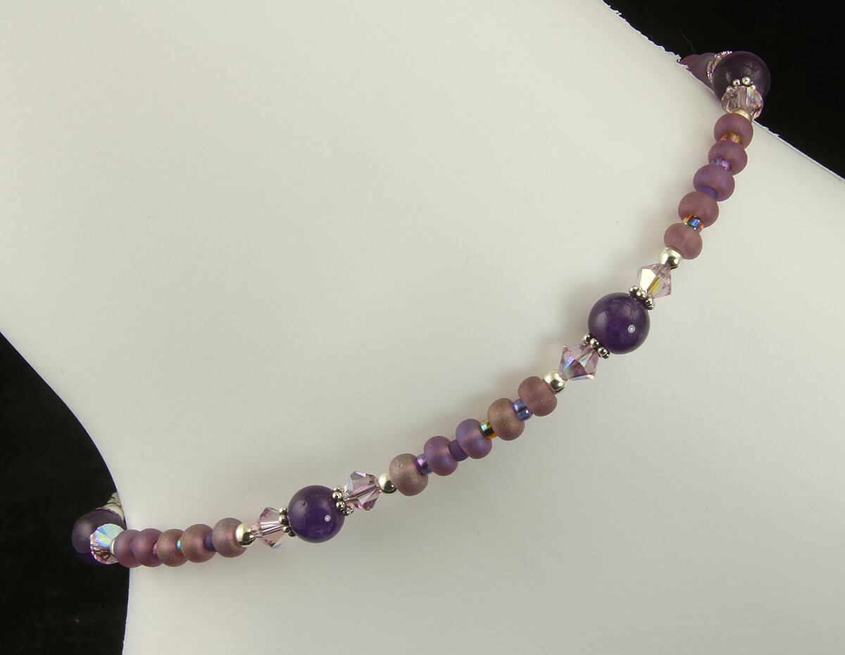 Natural Amethyst Gemstone Beaded Anklet Bracelet for Women - Adjustable Crystal Healing Jewelry for Yoga, Meditation & Spiritual Wellness