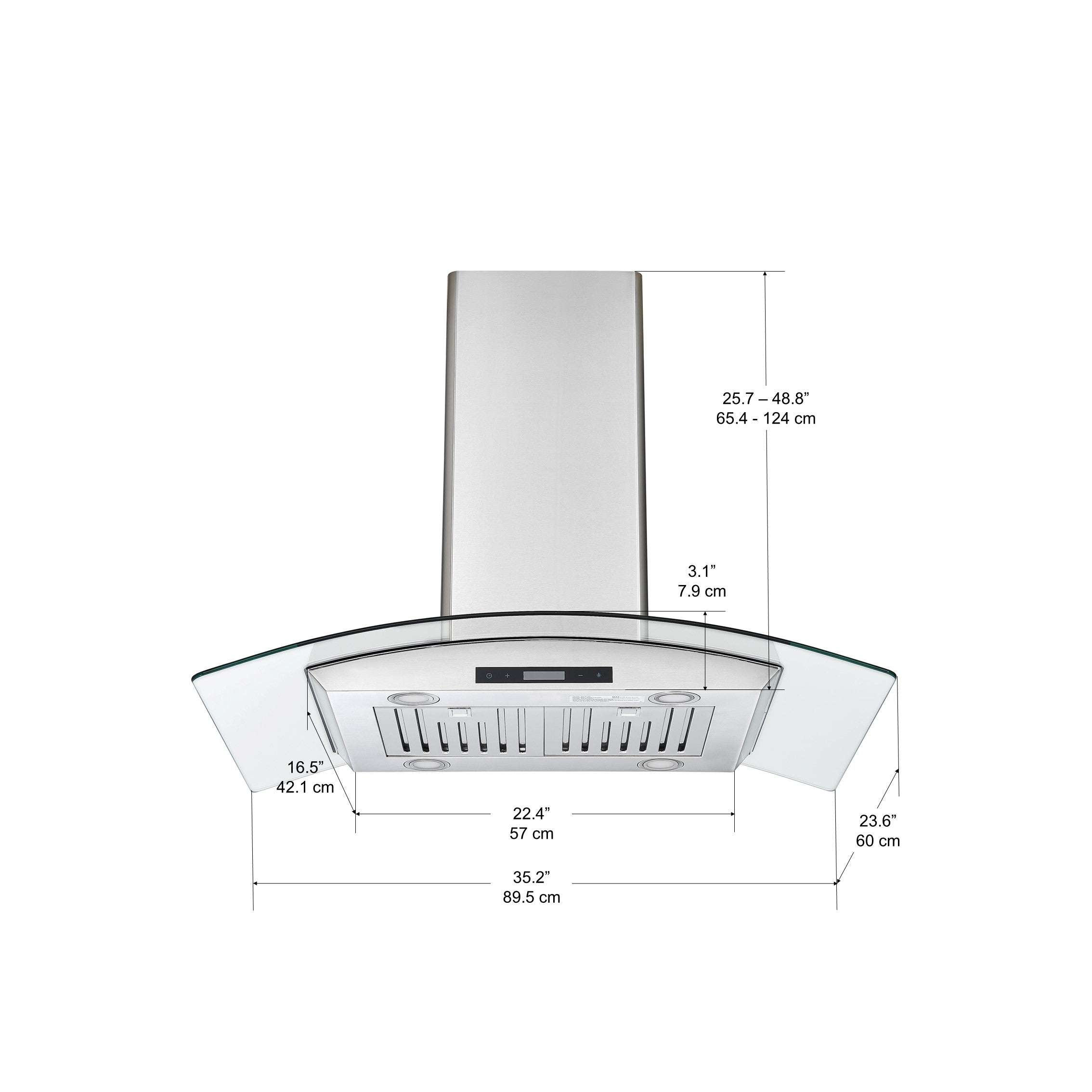 IGCB636 36-Inch Stainless Steel Island Glass Range Hood - Modern Kitchen Ventilation for Open-Concept Homes & Gourmet Cooking