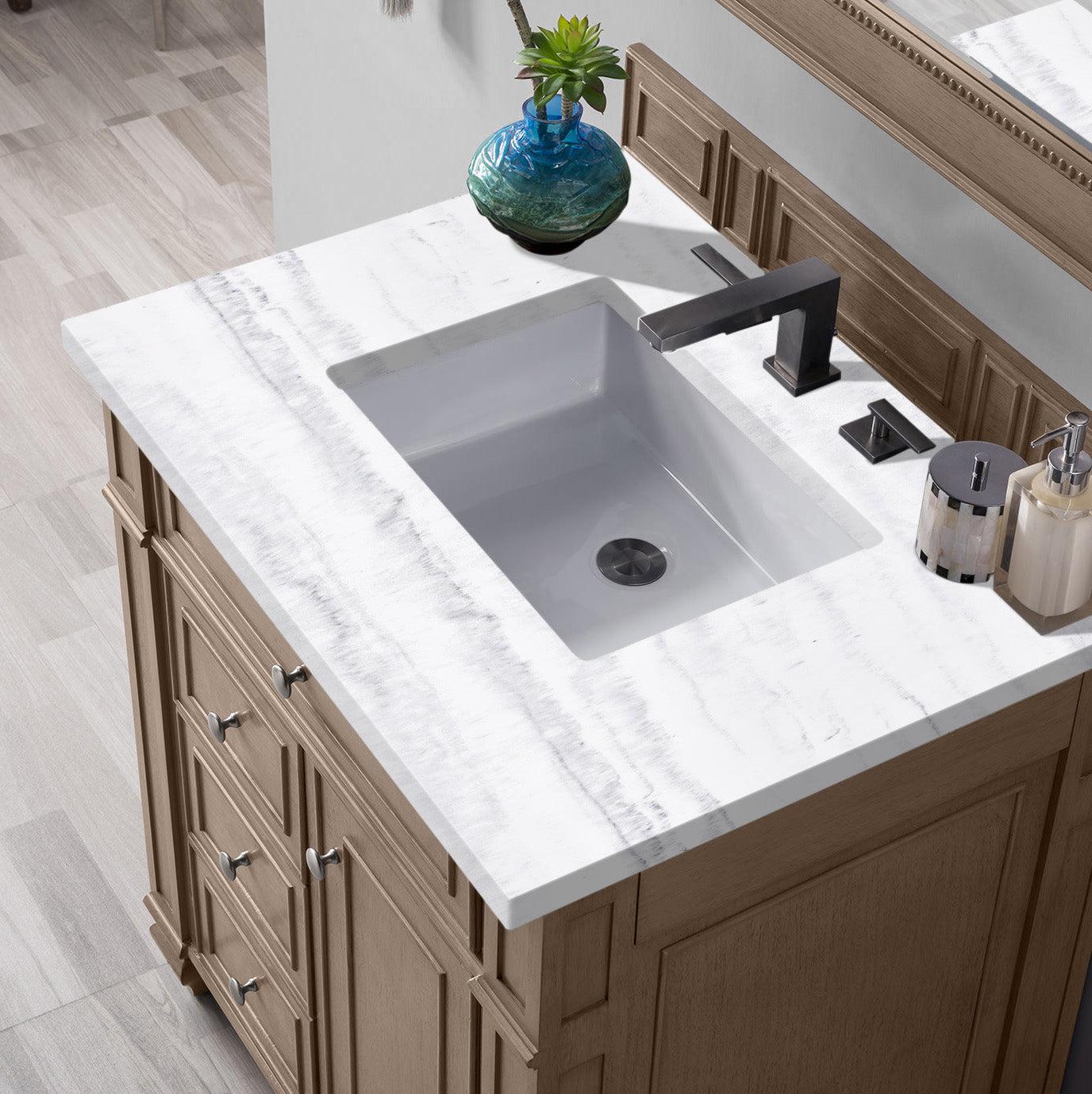 James Martin Vanities Bristol Collection 30-Inch Single Bathroom Vanity in Whitewashed Walnut with Countertop Options - Perfect for Modern Bathroom Remodeling and Home Renovation Projects