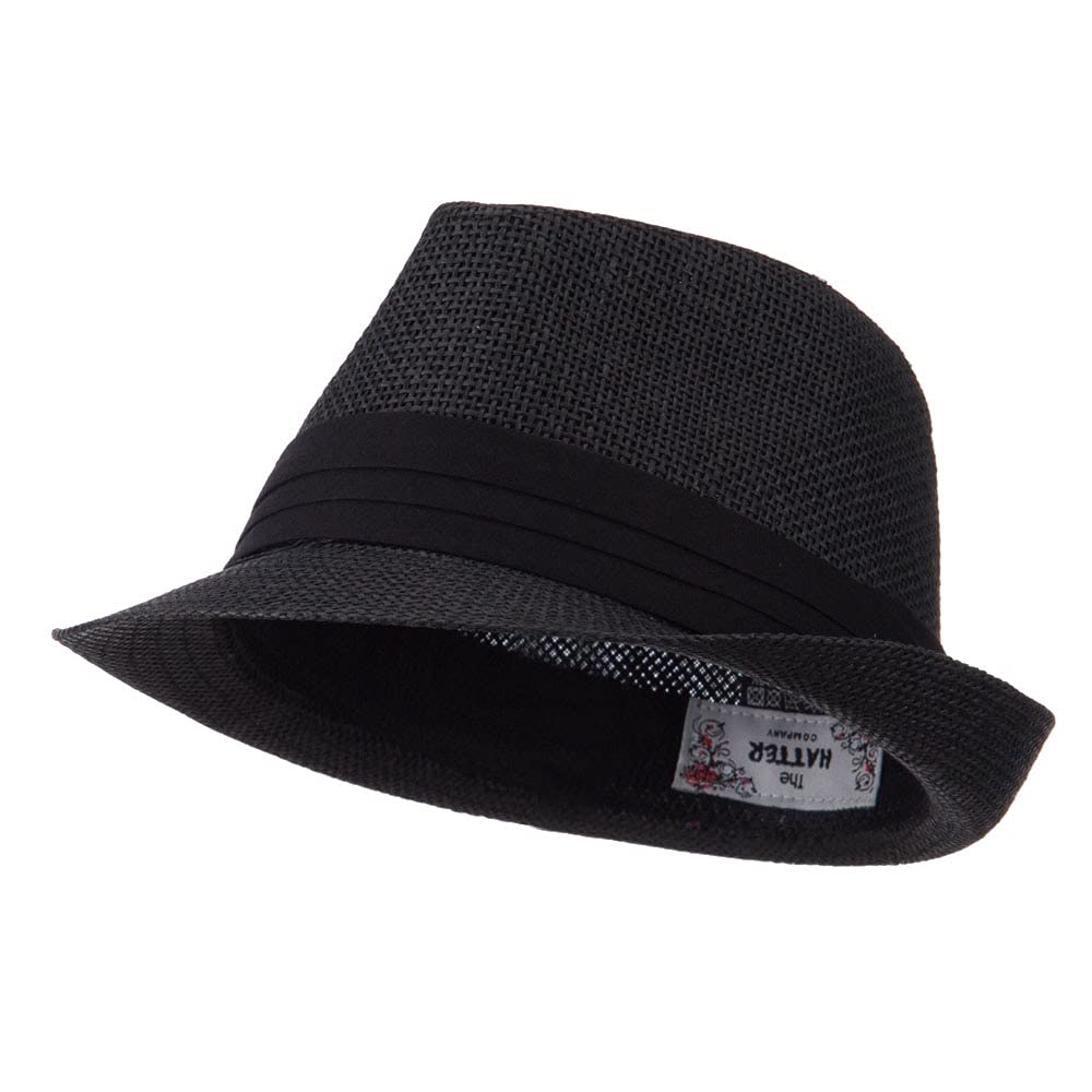 Black Paper Straw Fedora Hat with Band - Stylish Baby Sun Hat for Boys & Girls - Perfect for Beach, Parties, and Summer Outfits