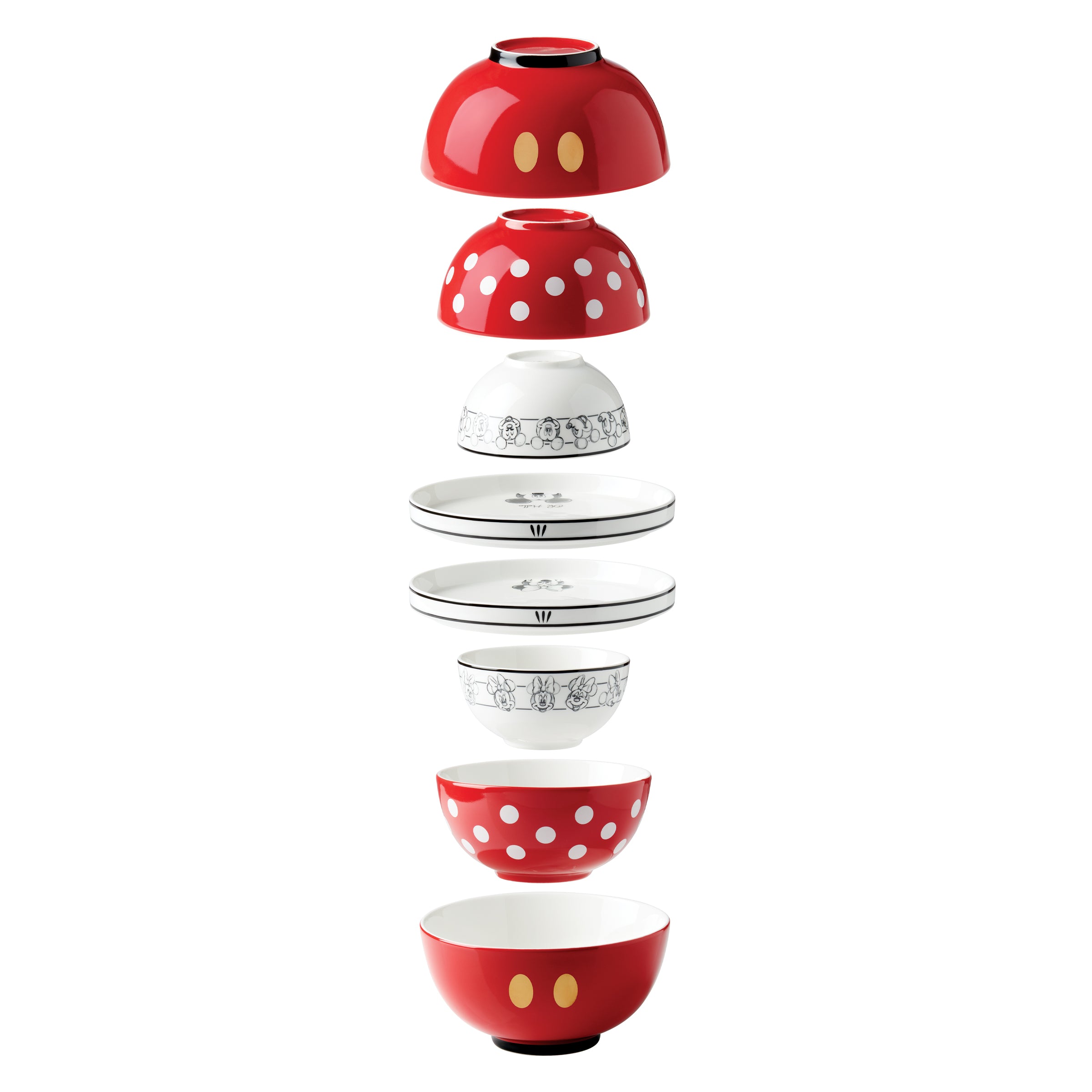 Disney 8-Piece Nesting Dinnerware Set for Kids - Mickey Mouse & Friends Design - BPA-Free Plastic Plates & Bowls - Perfect for Family Meals, Picnics, and Birthday Parties