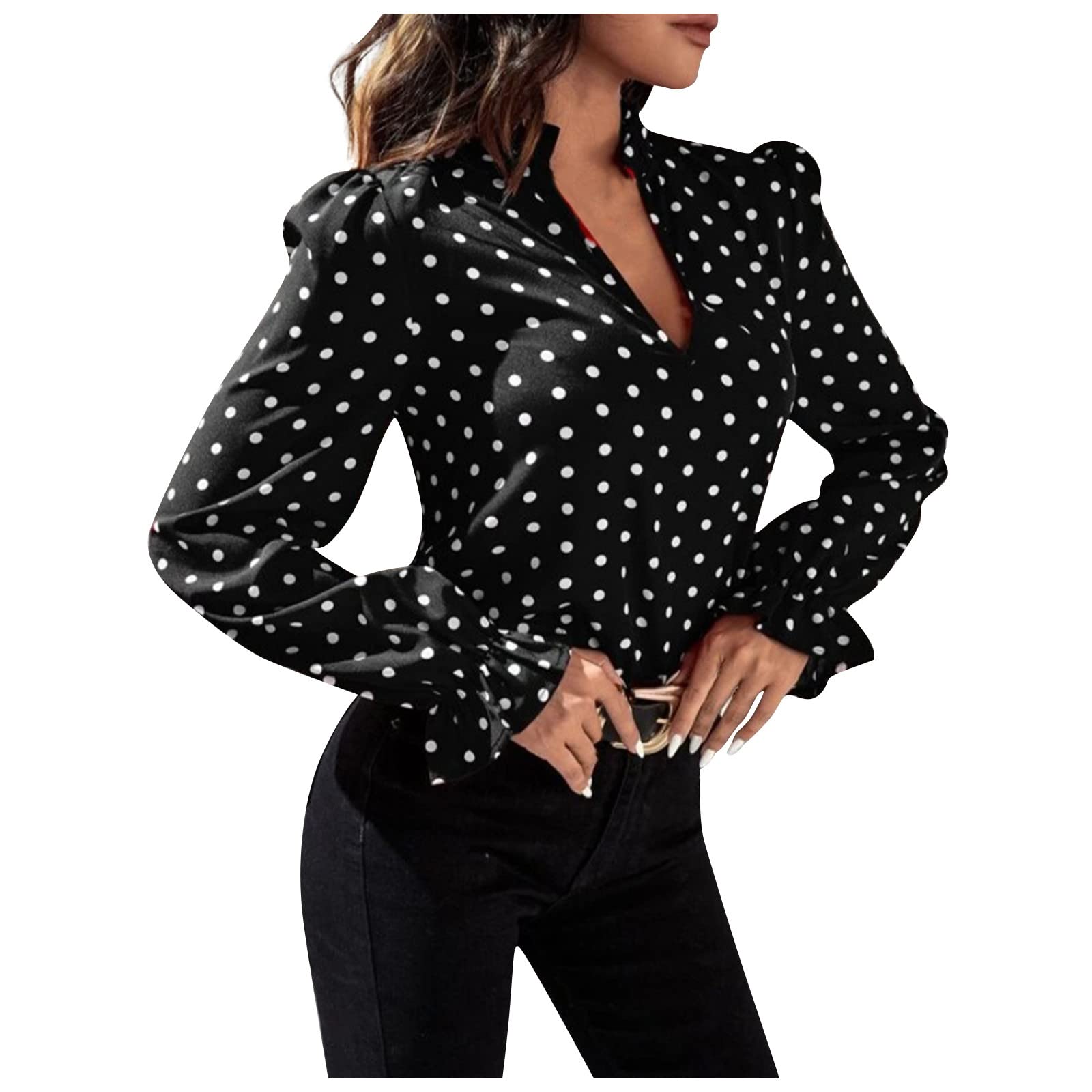 Women's Long Sleeve Casual V-Neck Button Up Blouse - Loose Waffle Knit Tunic Top with Henley Style | Perfect for Office Wear, Layering & Everyday Comfort