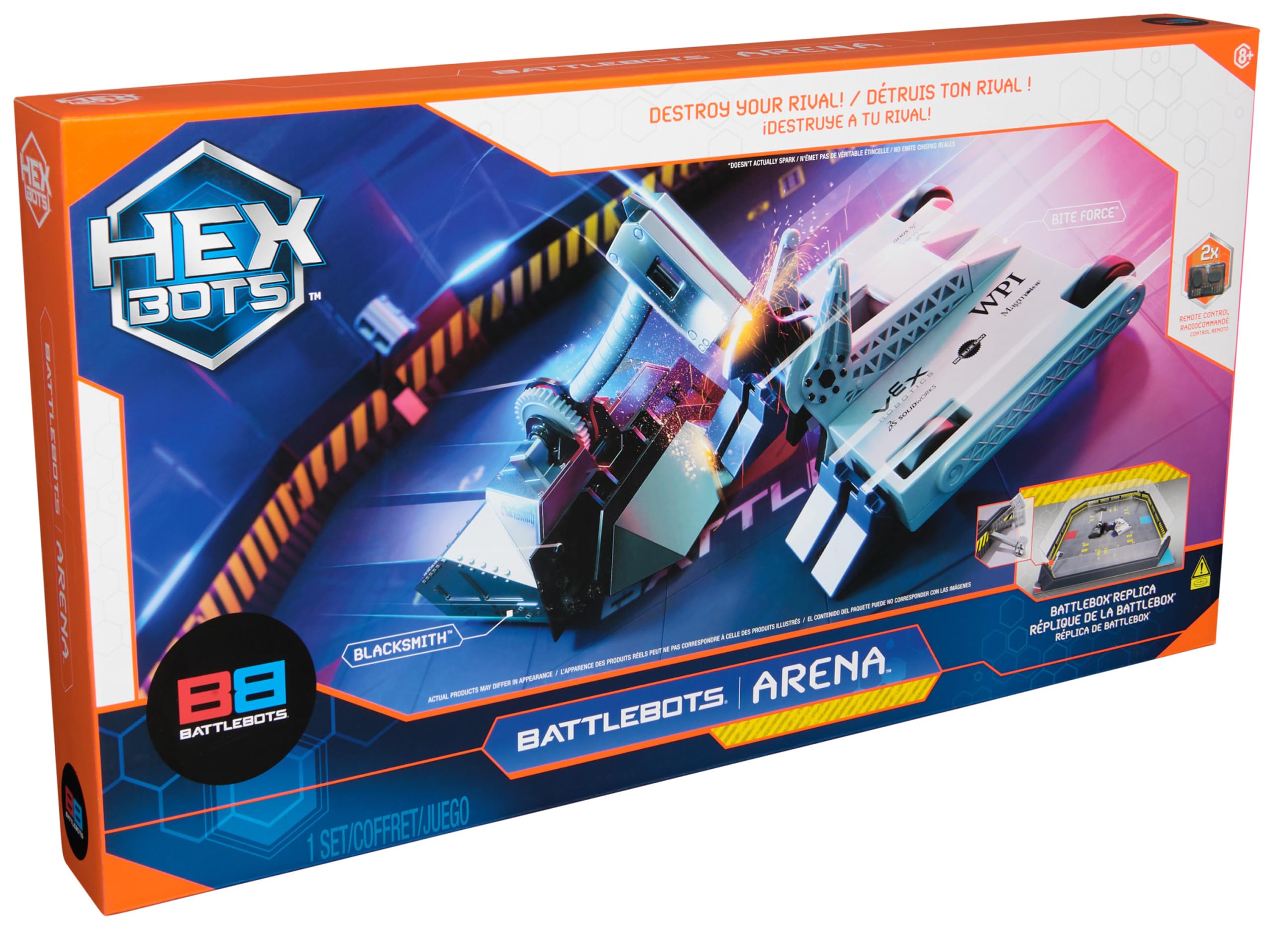 BattleBots Arena Bite Force & Blacksmith - Remote Control Robot Toy Set with 20+ Pieces, STEM Learning Toy for Boys & Girls Ages 8+, Includes Batteries - Perfect for STEM Education, Robot Battles & Interactive Play