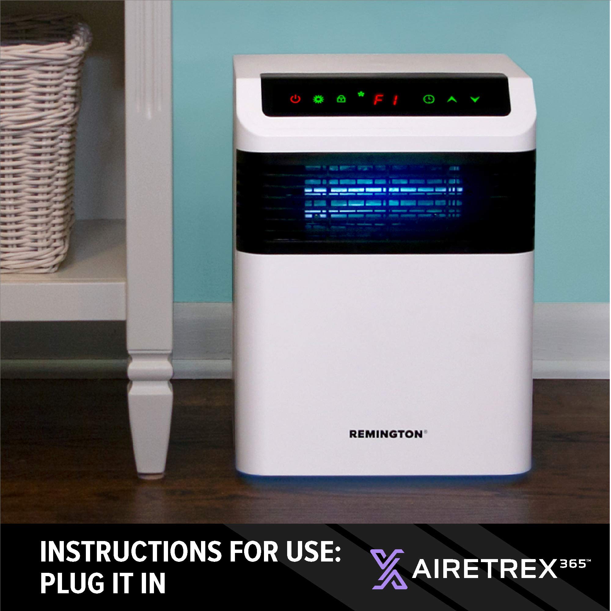 Airetrex 365 UV Air Purifier Sanitizer for Home, Office & Dorm - Kills 99.9% of Viruses & Bacteria - Portable Germicidal UV Light Cleaner (REM-7365UV-120) | Ideal for Bedrooms, Kitchens & Small Spaces