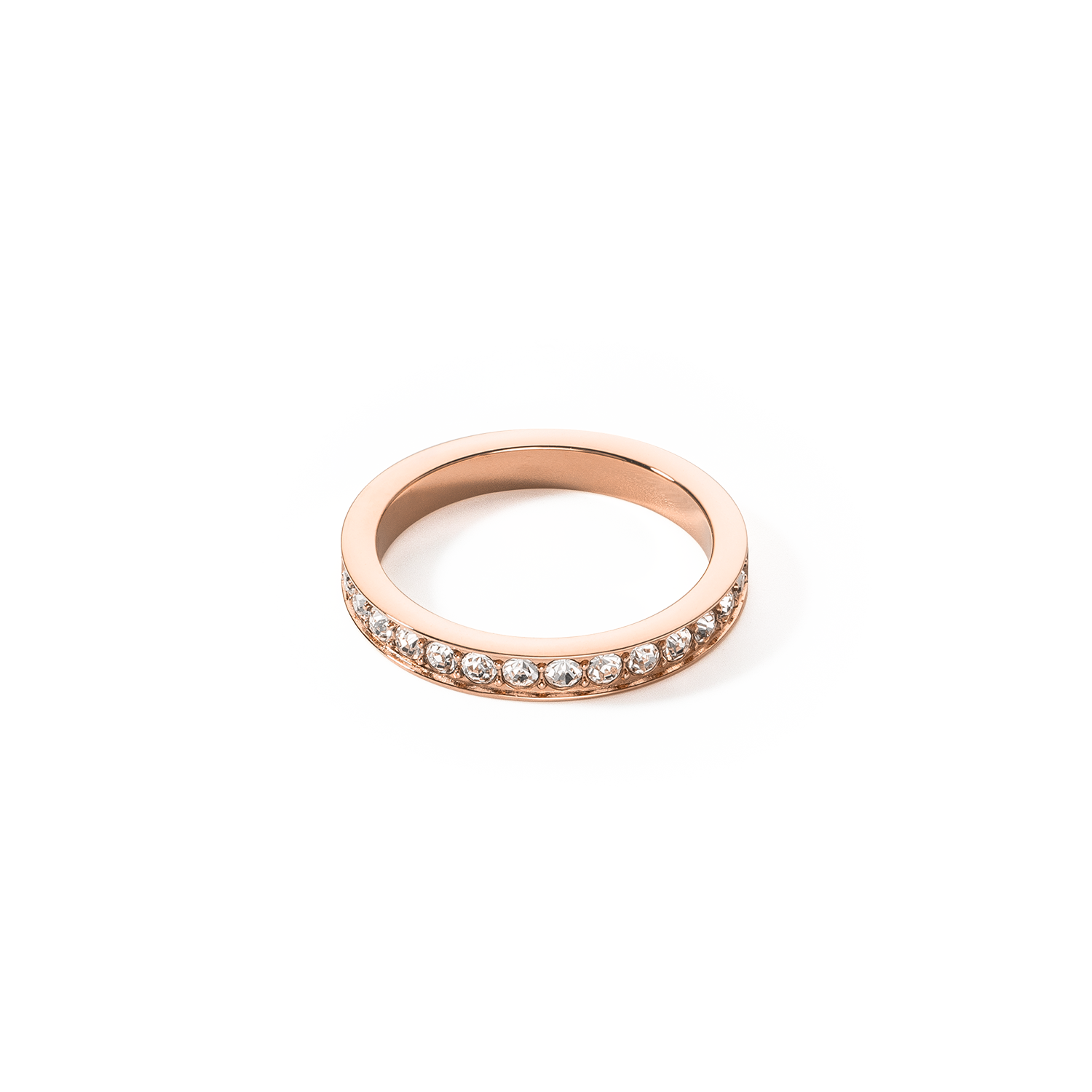 Stainless Steel Rose Gold Crystal Ring - Elegant Slim Band with Sparkling Crystals for Women - Perfect for Weddings, Anniversaries, and Special Occasions