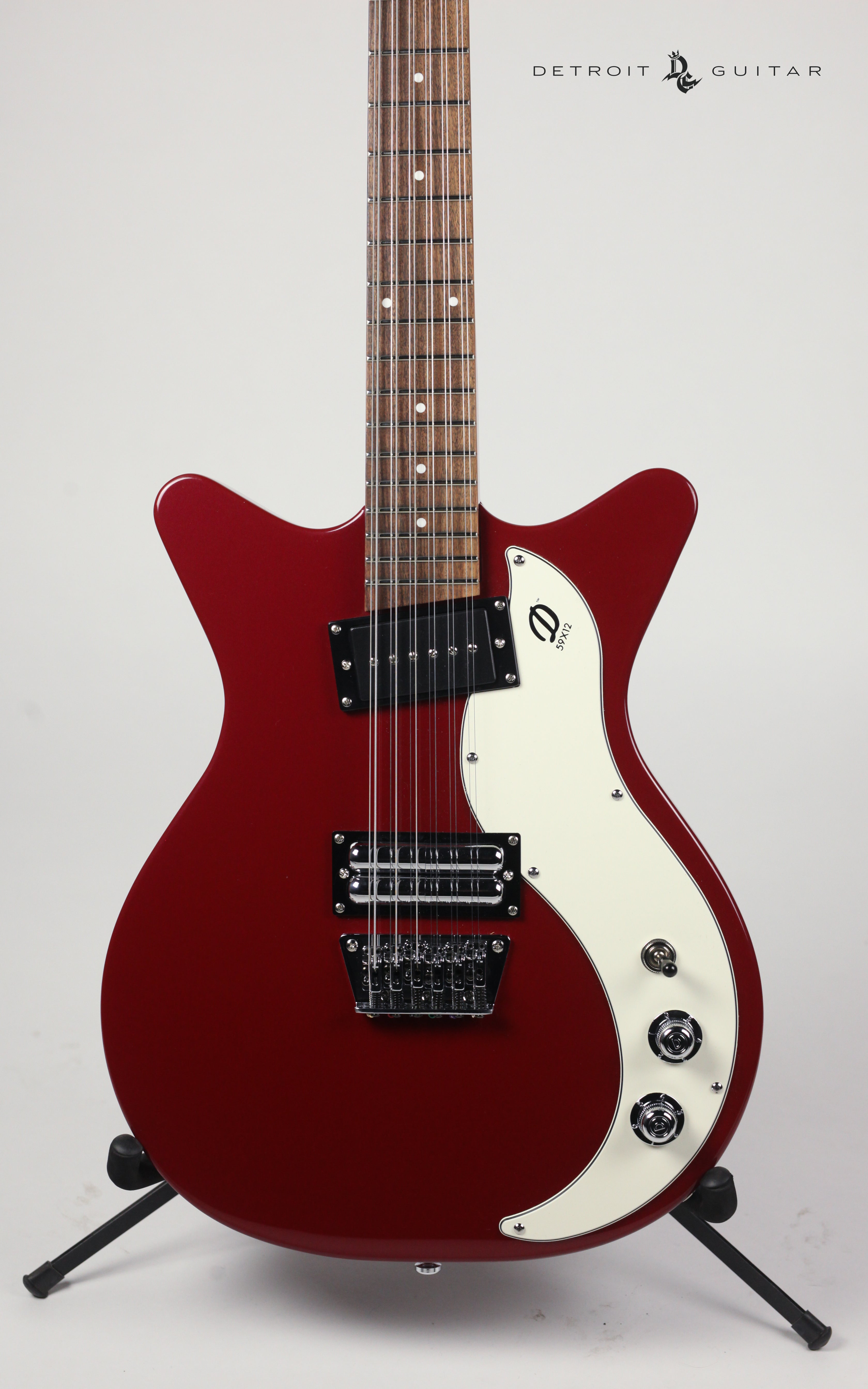 Danelectro 59X 12-String Electric Guitar in Blood Red Finish - Perfect for Rock, Blues & Vintage Music Performances