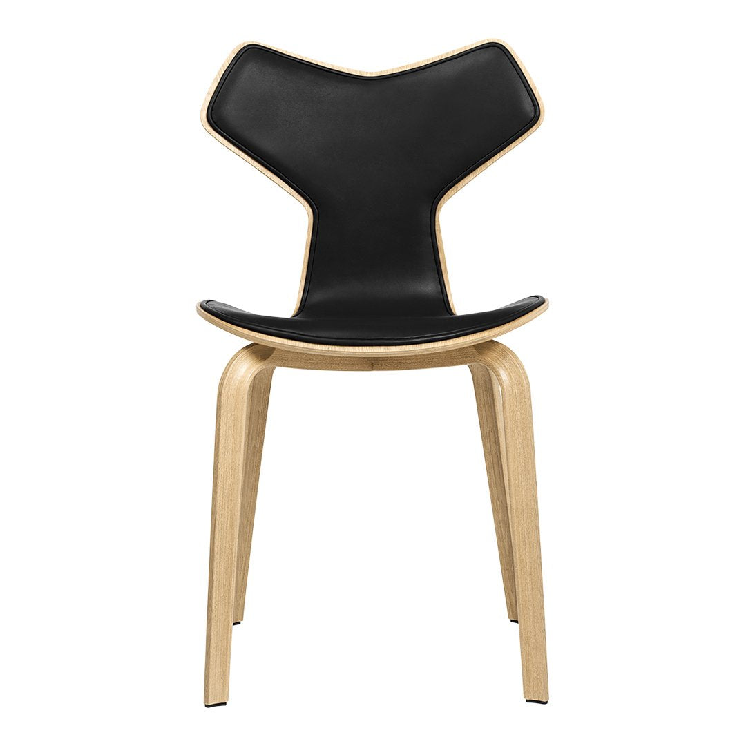 Grand Prix Chair 4130 - Clear Lacquered Wooden Frame with Front Upholstered Seat - Modern Dining Room & Office Conference Chair for Home & Commercial Use