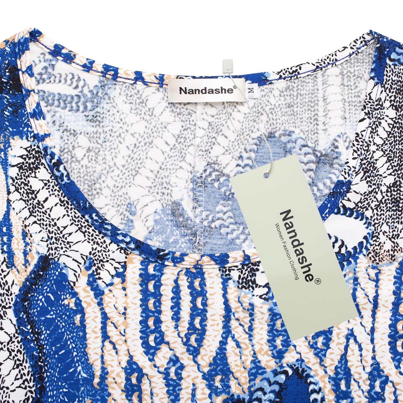 Nandashe Women's 3/4 Sleeve Floral Tunic Top - Summer Casual Blouse with Flowy Fit for Work, Date Night & Outdoor Activities