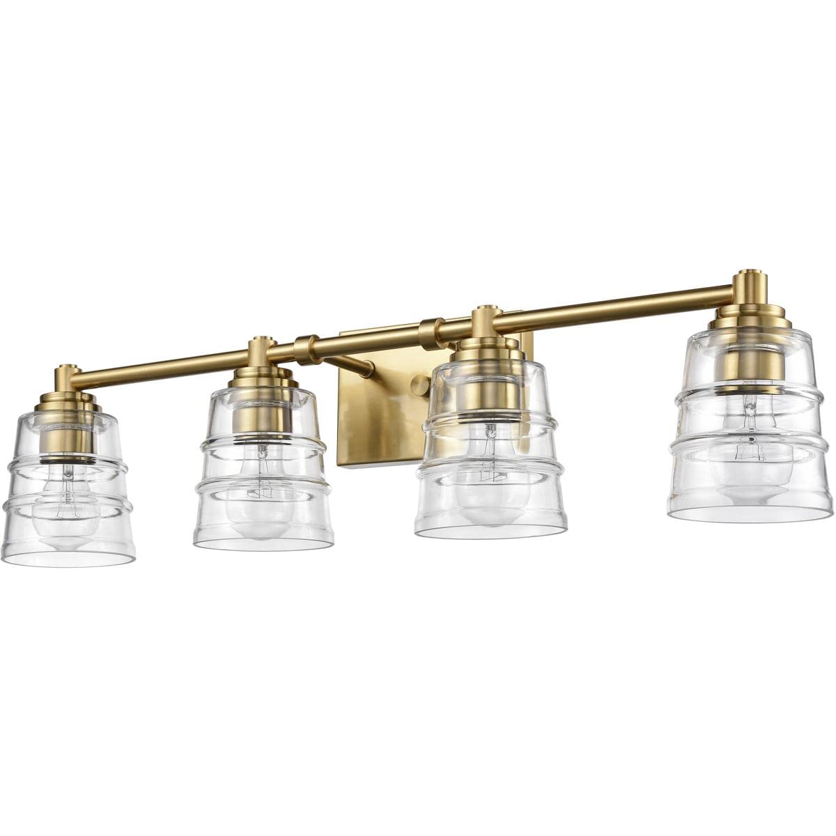 Elk Home Pulsate 4-Light Vanity Light - Satin Brass Finish with Clear Glass, Transitional Style Bathroom Lighting for Modern & Classic Decor