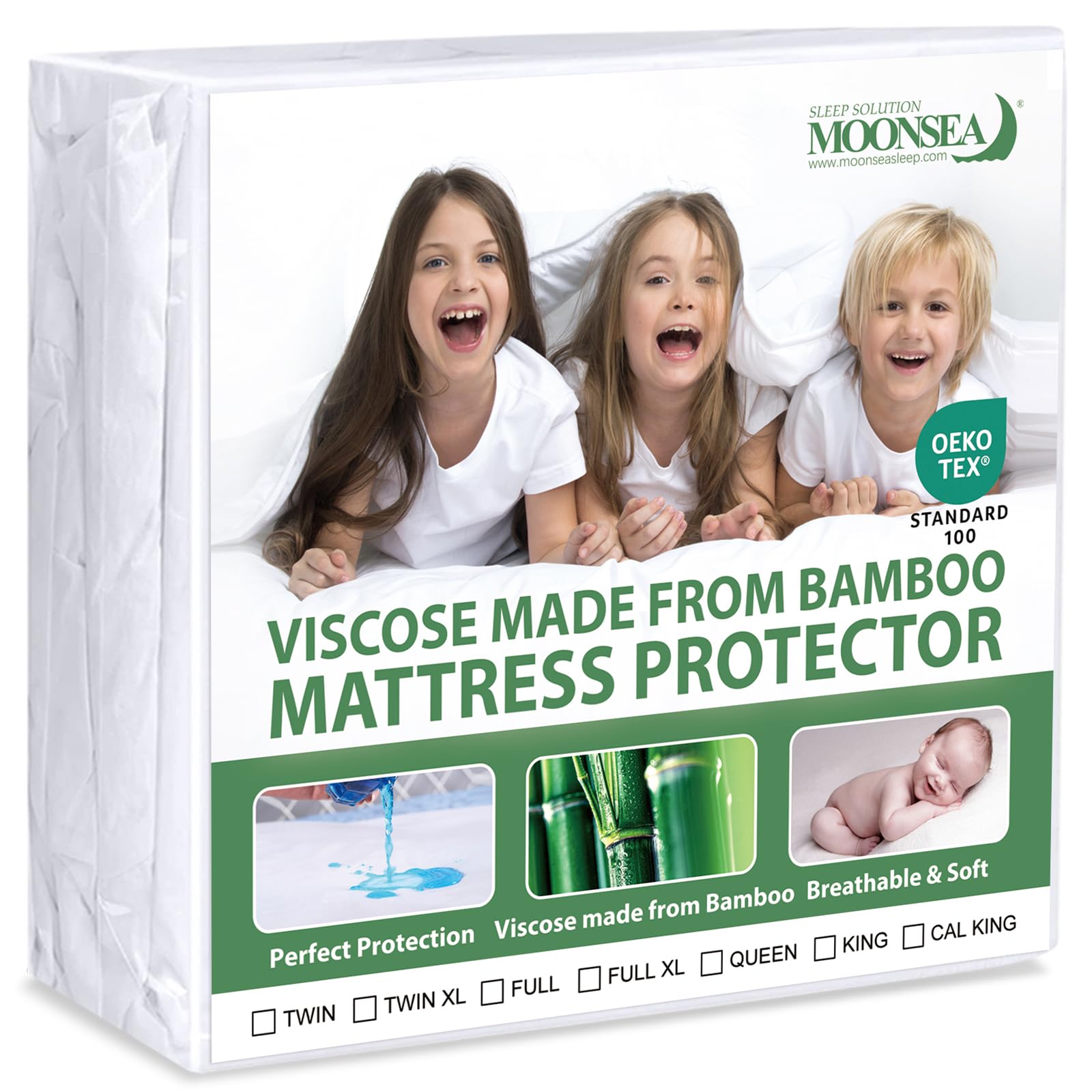 Breathable Bamboo Viscose Full Size Mattress Protector - Skin-Friendly, 14