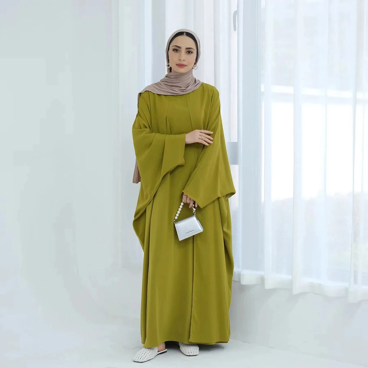 Elegant Splicing Type Nida Abaya Dress #24834 - Modest Islamic Women's Prayer Dress for Mosque & Special Occasions